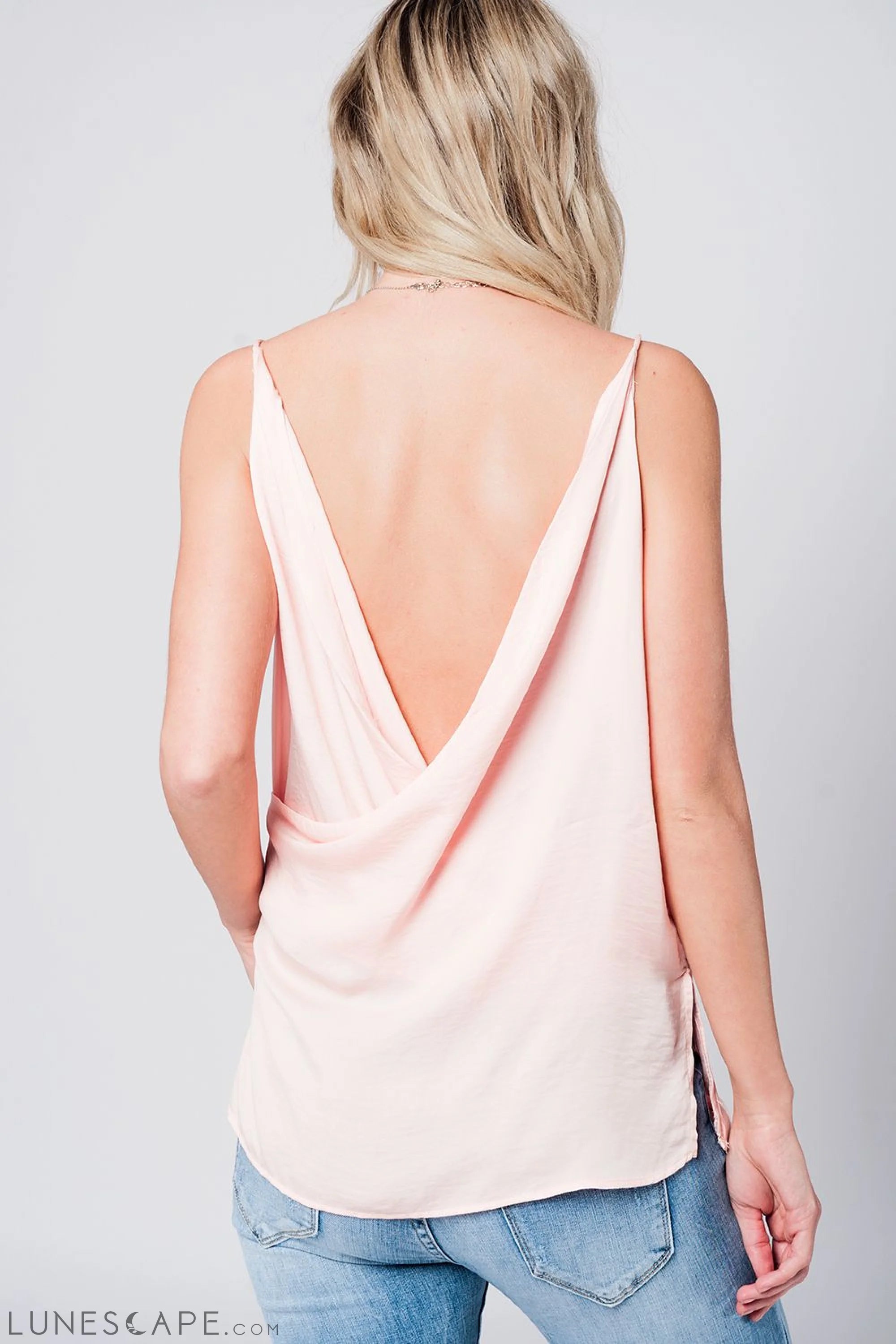Pink Top With Open Back Detail LUNESCAPE