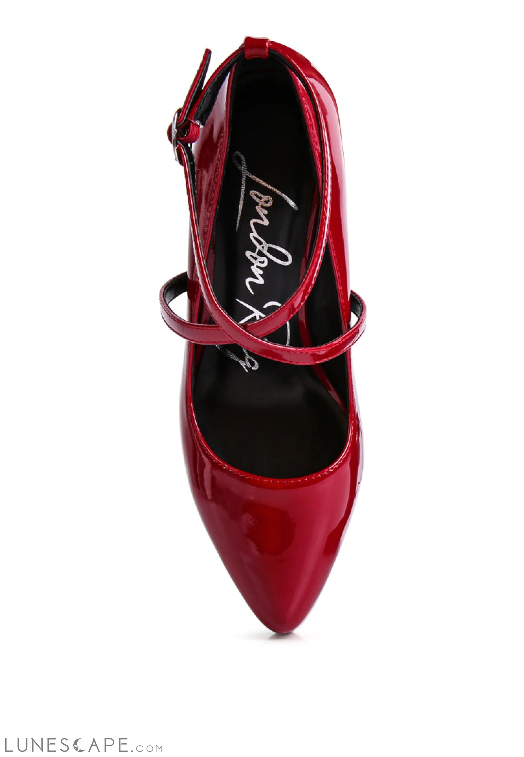 Pixie Dust Patent Faux Leather Cross Strap Pumps LUNESCAPE