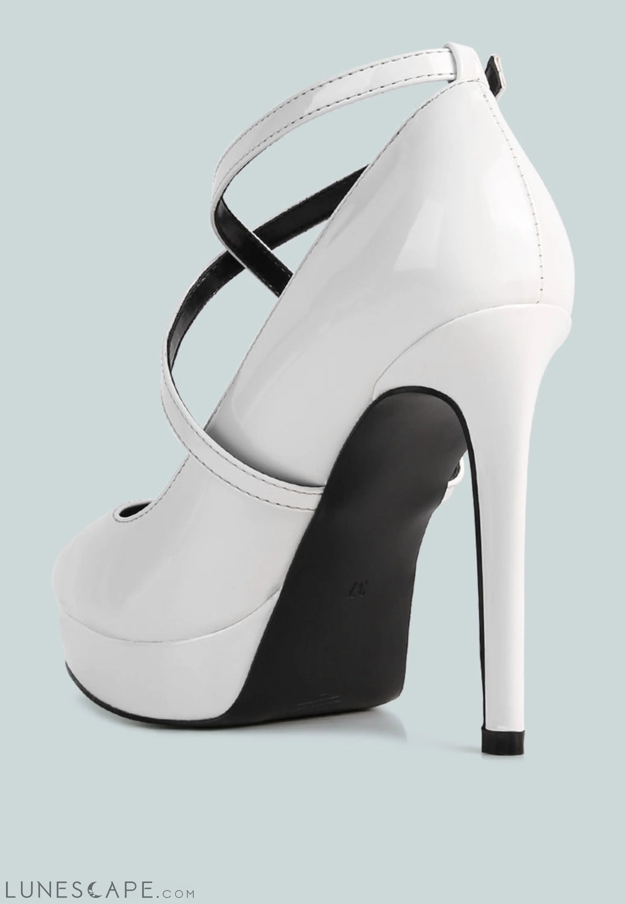 Pixie Dust Patent Faux Leather Cross Strap Pumps LUNESCAPE
