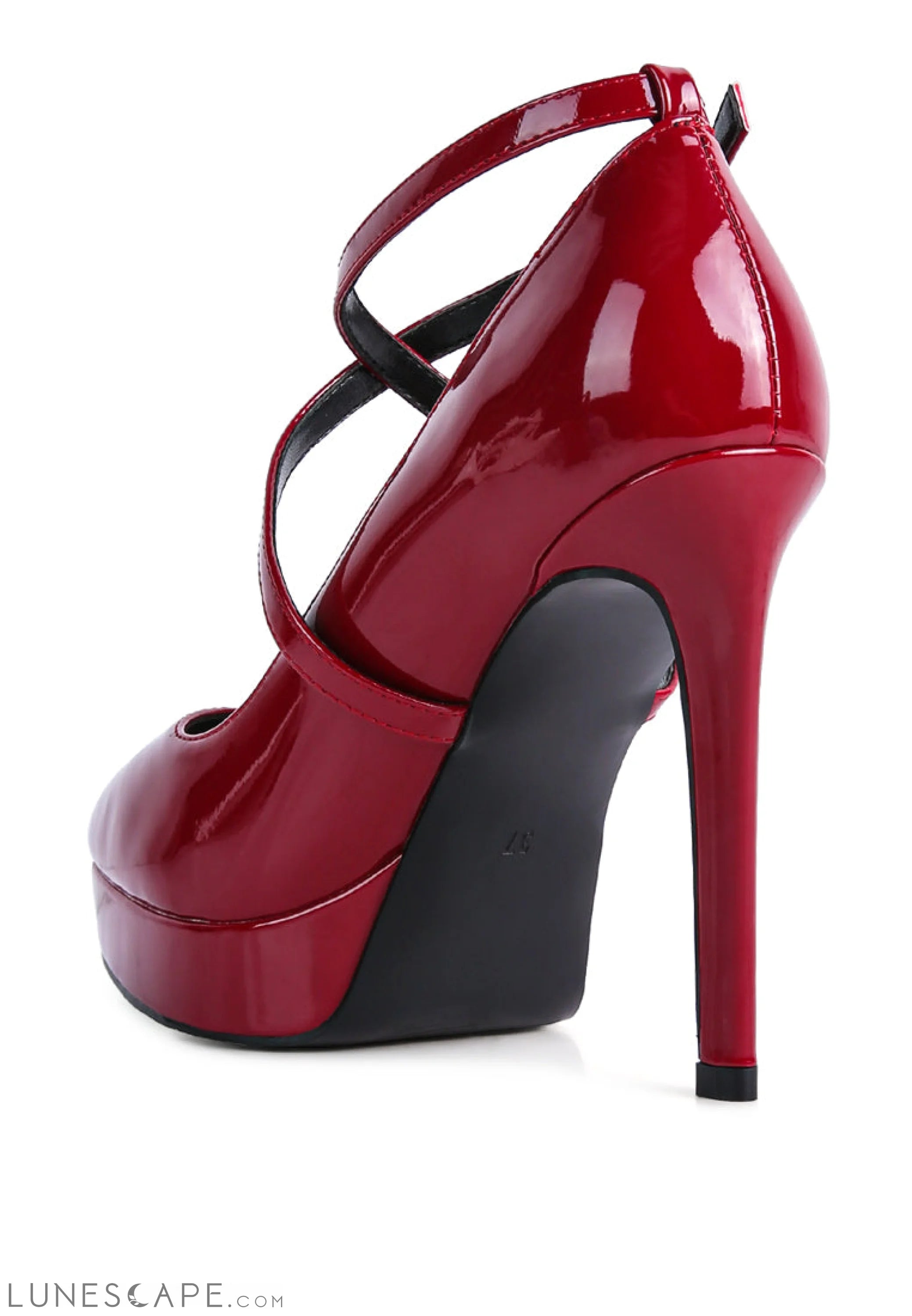 Pixie Dust Patent Faux Leather Cross Strap Pumps LUNESCAPE