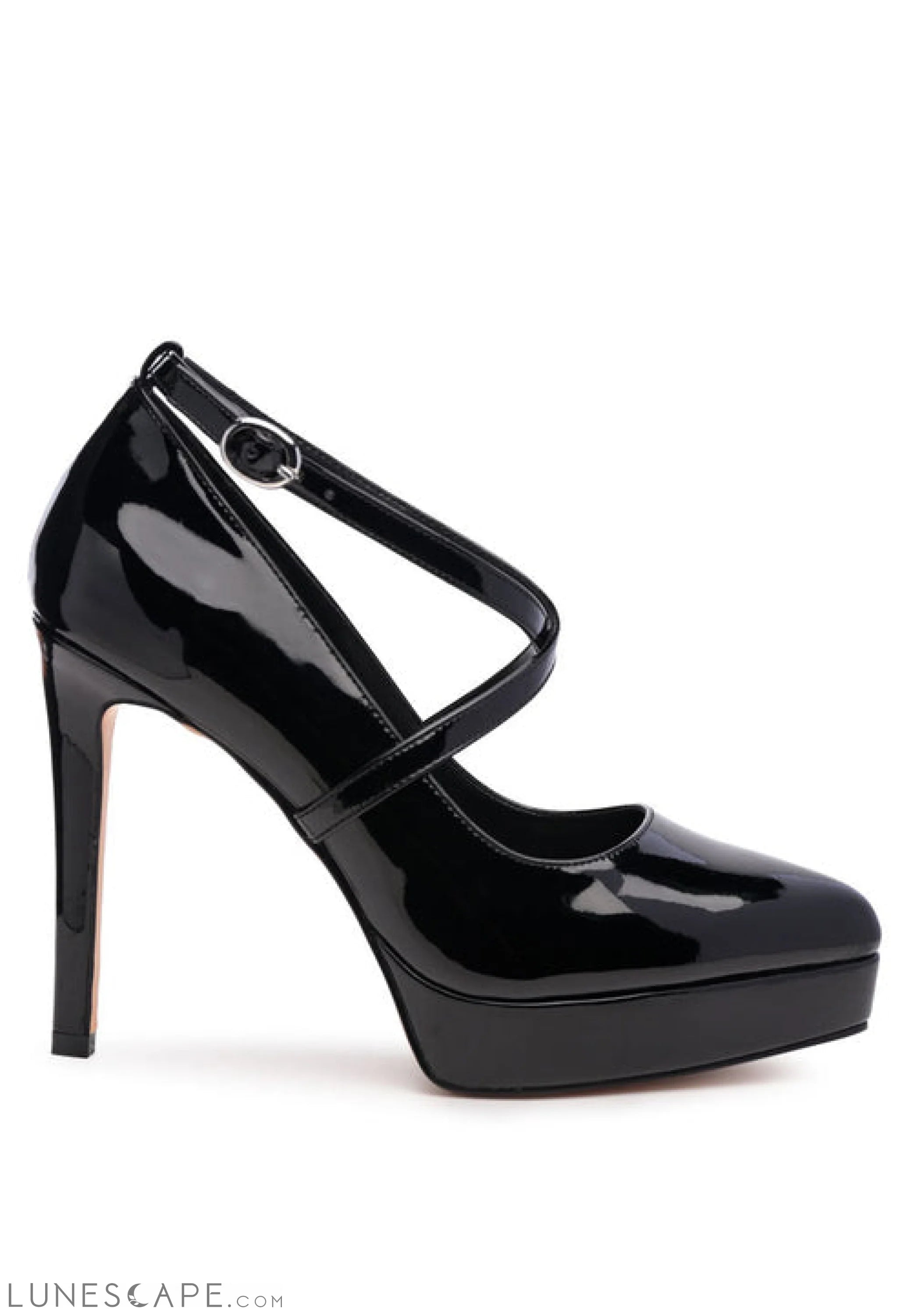 Pixie Dust Patent Faux Leather Cross Strap Pumps LUNESCAPE