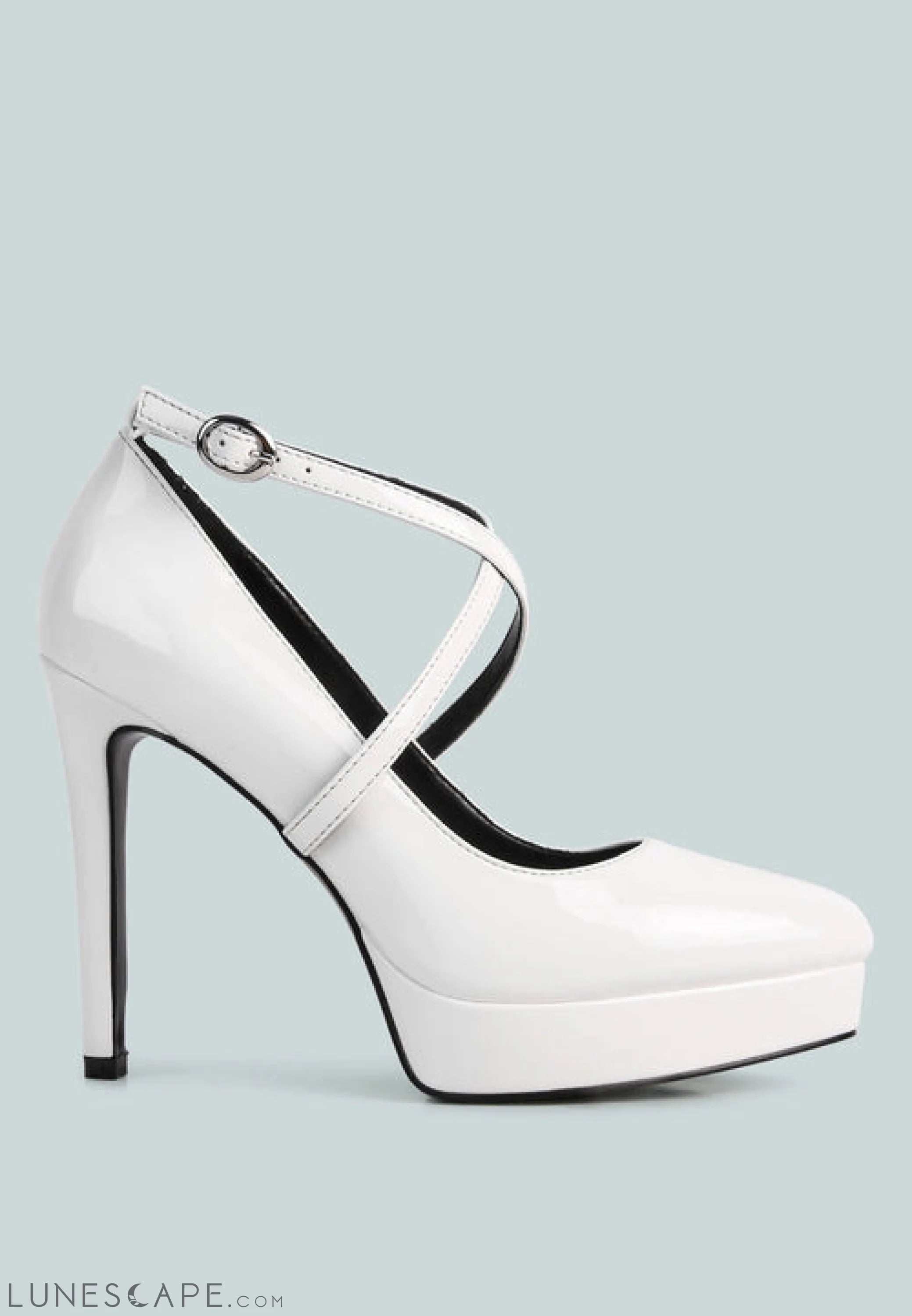 Pixie Dust Patent Faux Leather Cross Strap Pumps LUNESCAPE