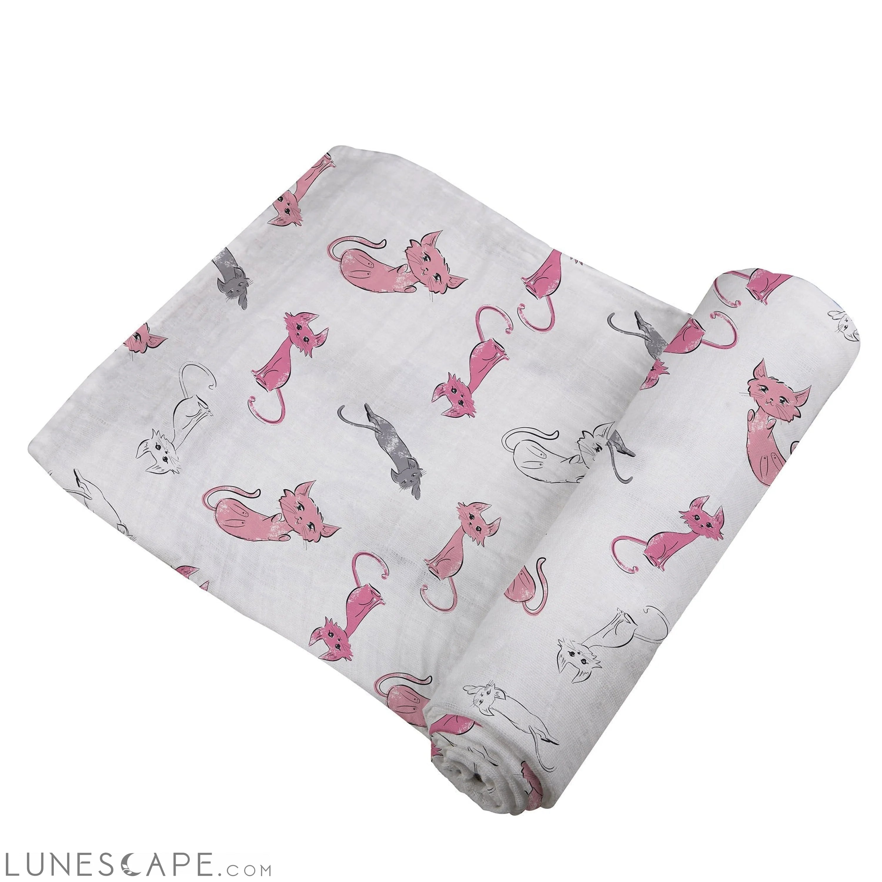 Playful Kitty Bamboo Muslin Swaddle LUNESCAPE