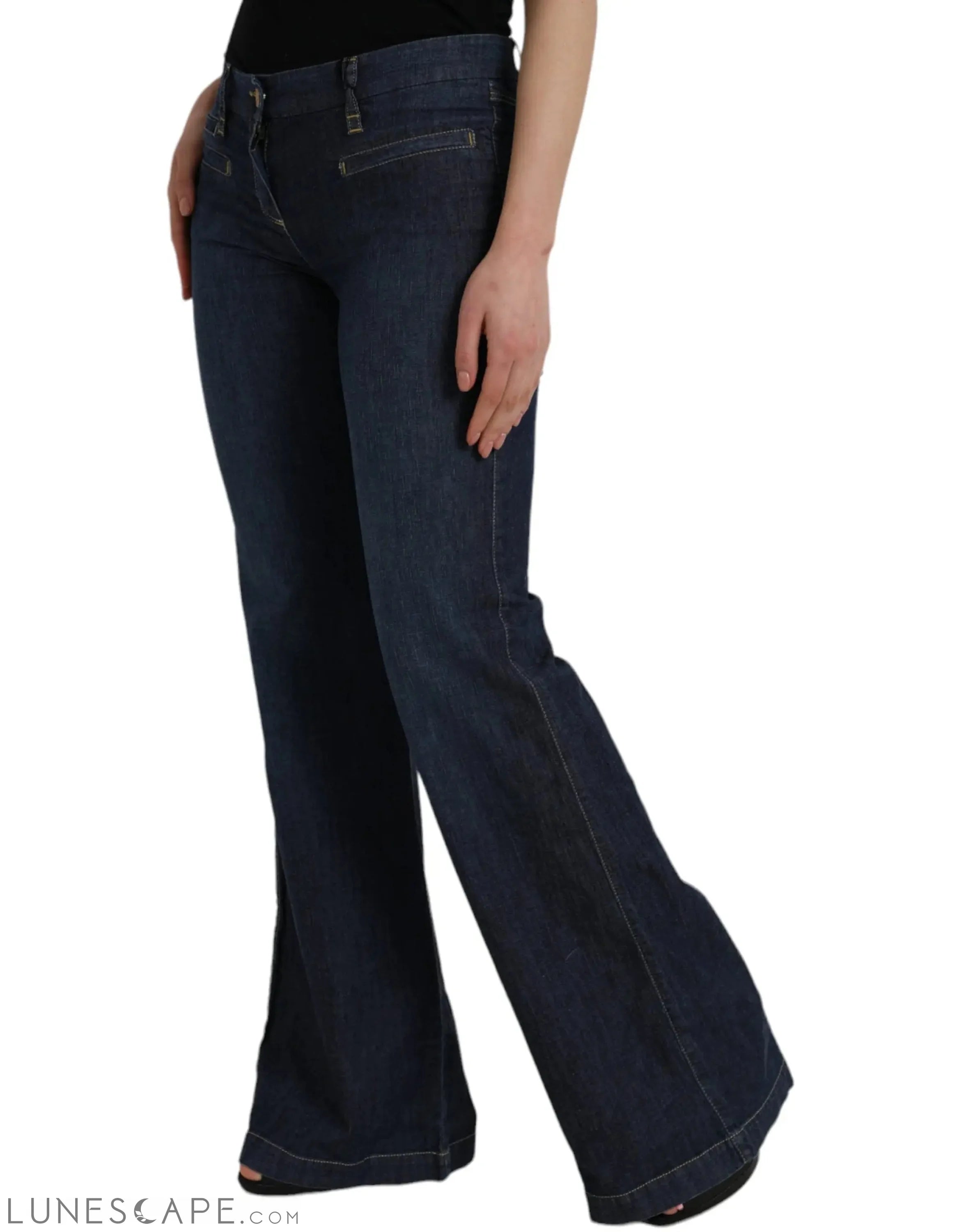 PLEIN SUD Dark Blue Cotton Bootcut Denim Jeans LUNESCAPE