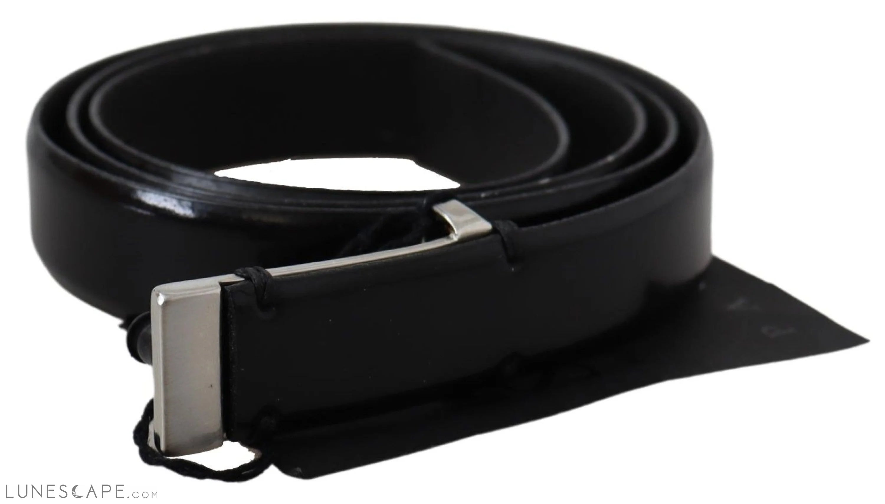 PLEIN SUD Elegant Black Leather Waist Belt LUNESCAPE