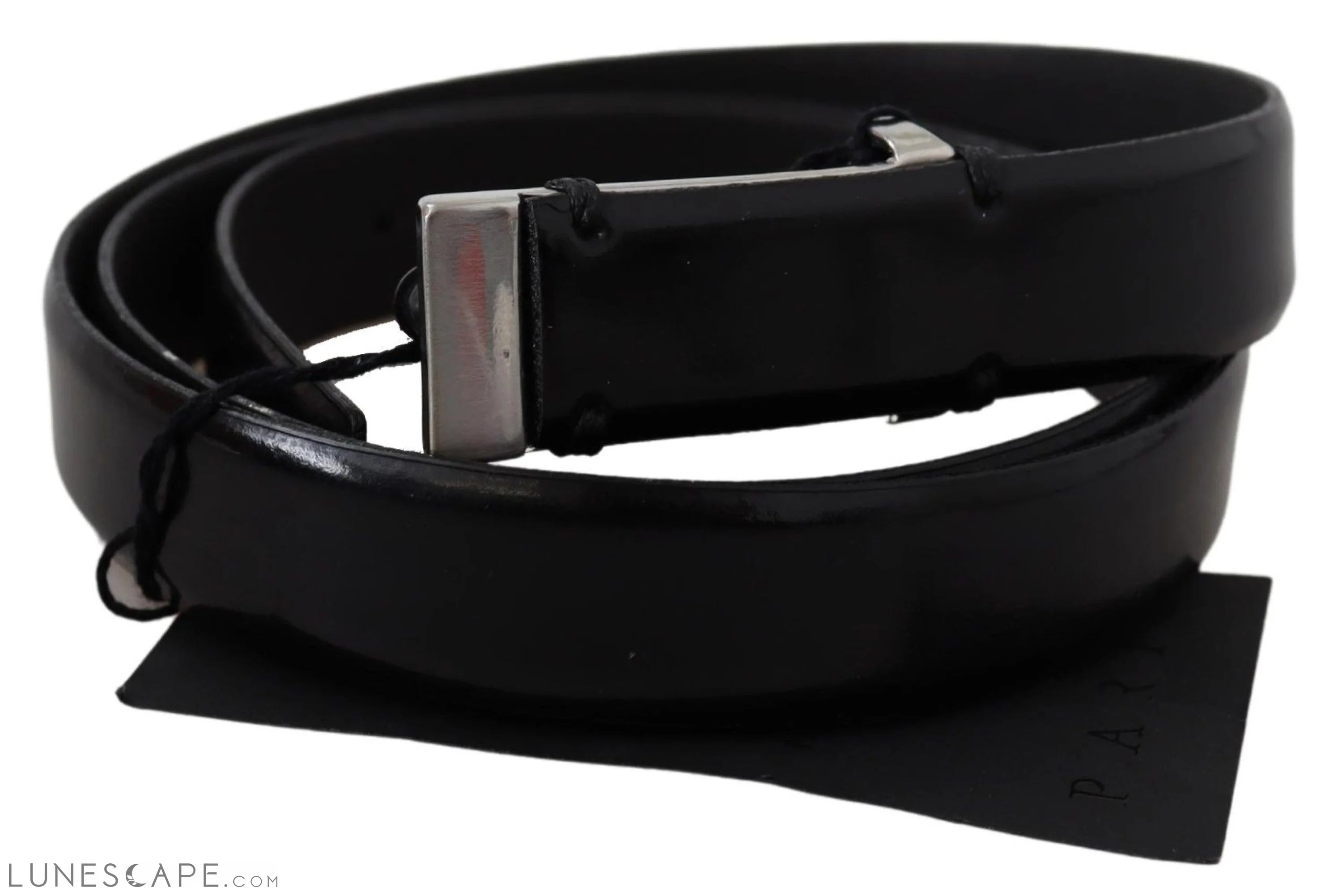 PLEIN SUD Elegant Black Leather Waist Belt LUNESCAPE