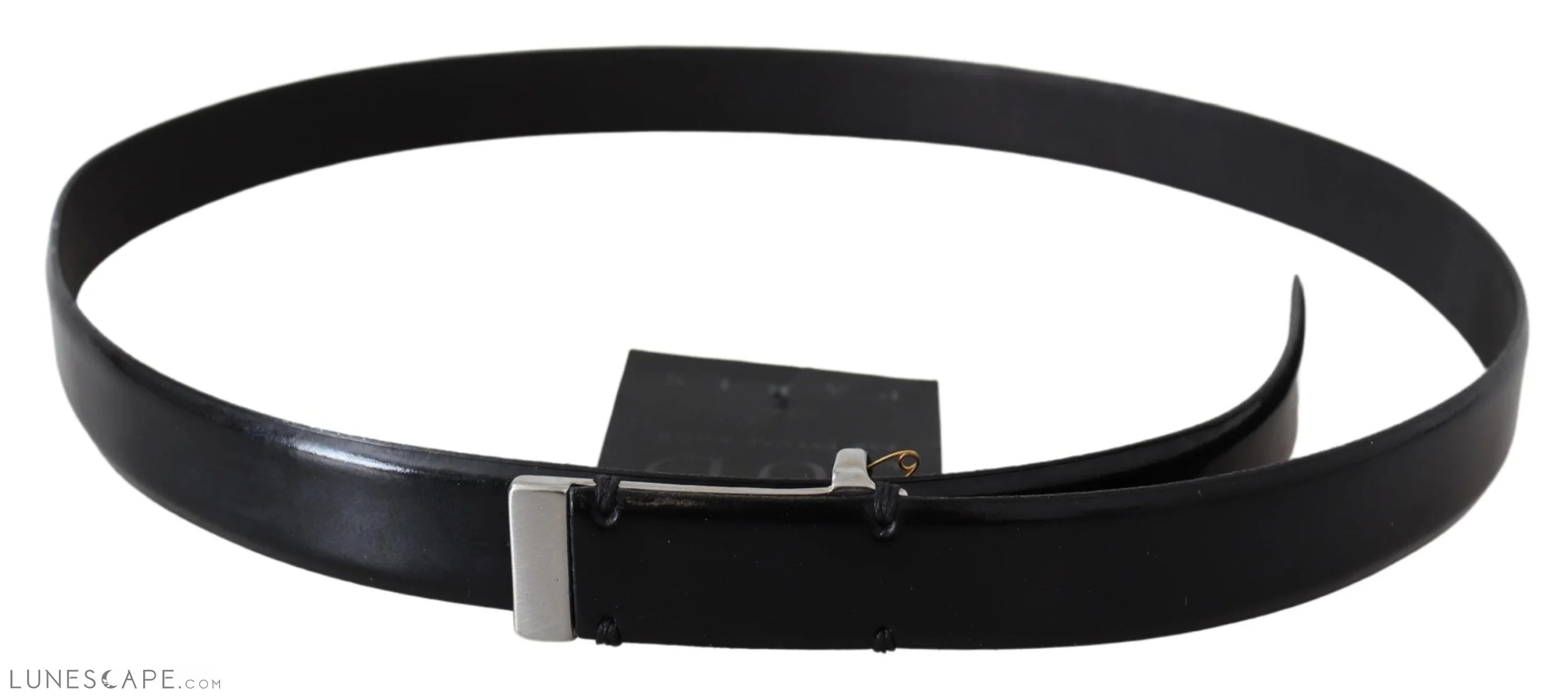 PLEIN SUD Elegant Black Leather Waist Belt LUNESCAPE