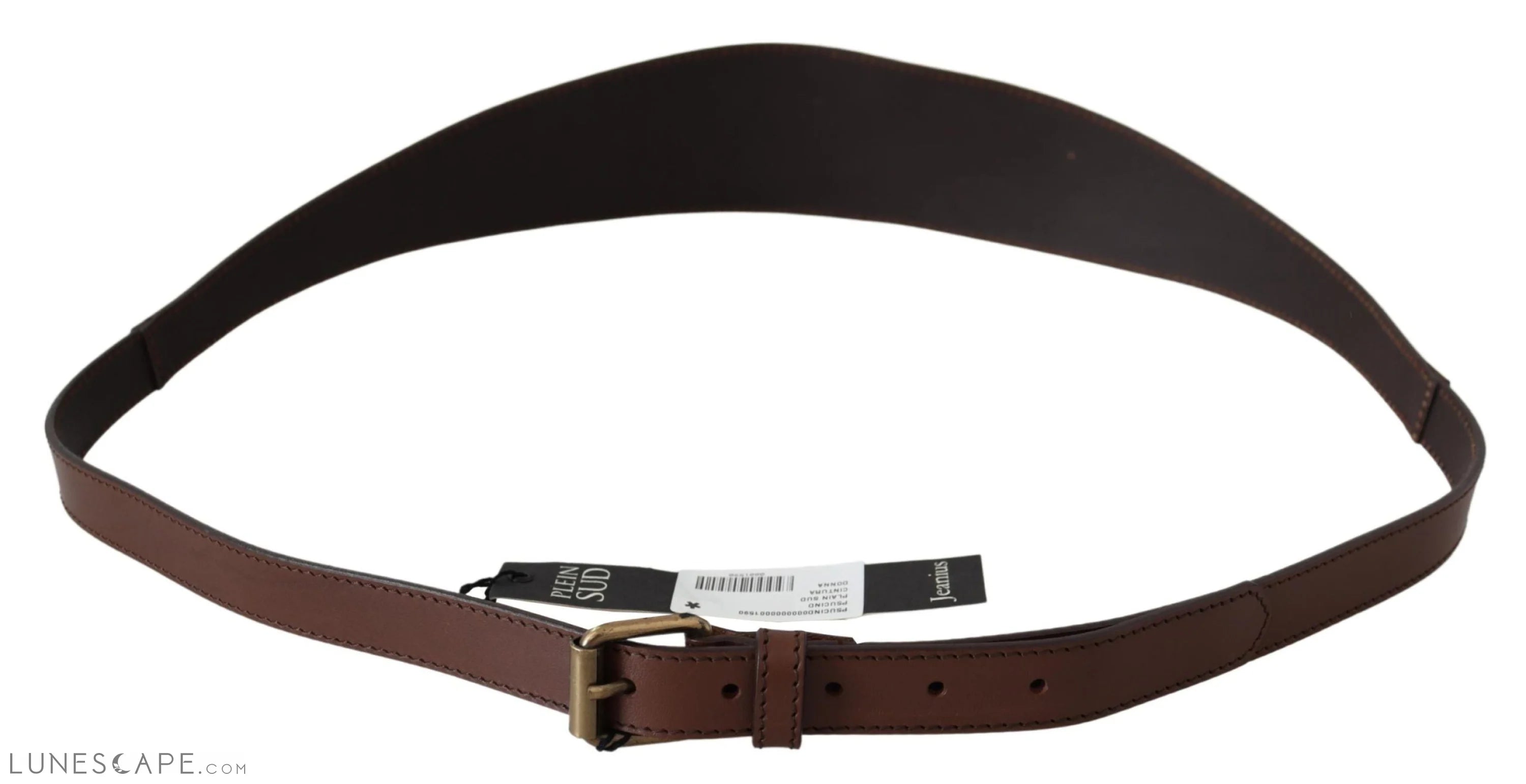 PLEIN SUD Elegant Rustic Gold-Tone Leather Belt LUNESCAPE