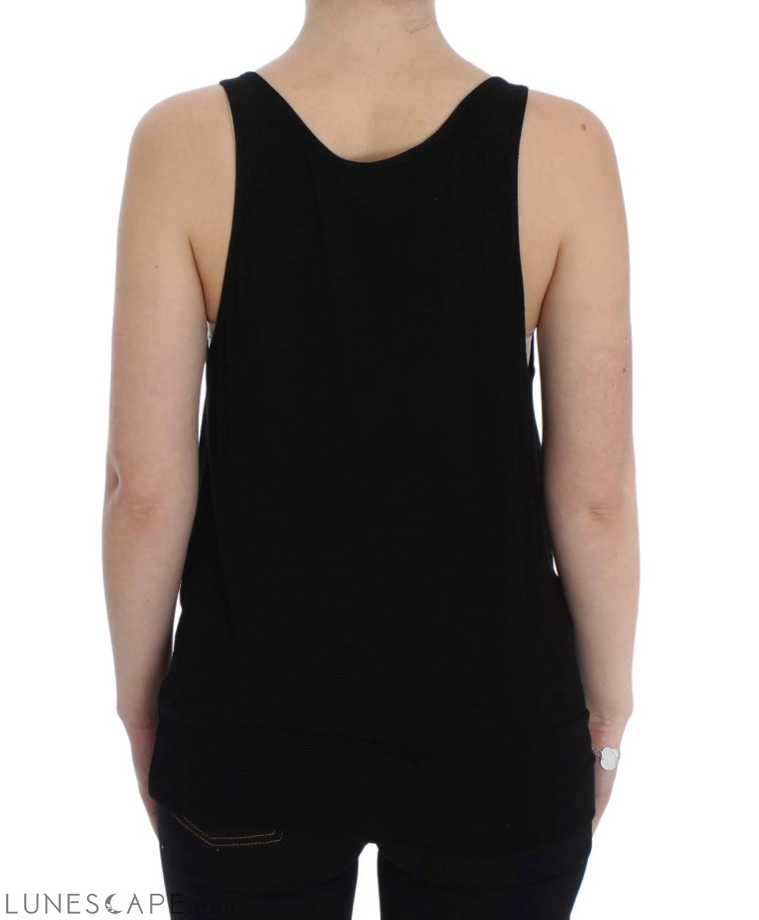 PLEIN SUD Sleek Black Cami Blouse Tank Top LUNESCAPE