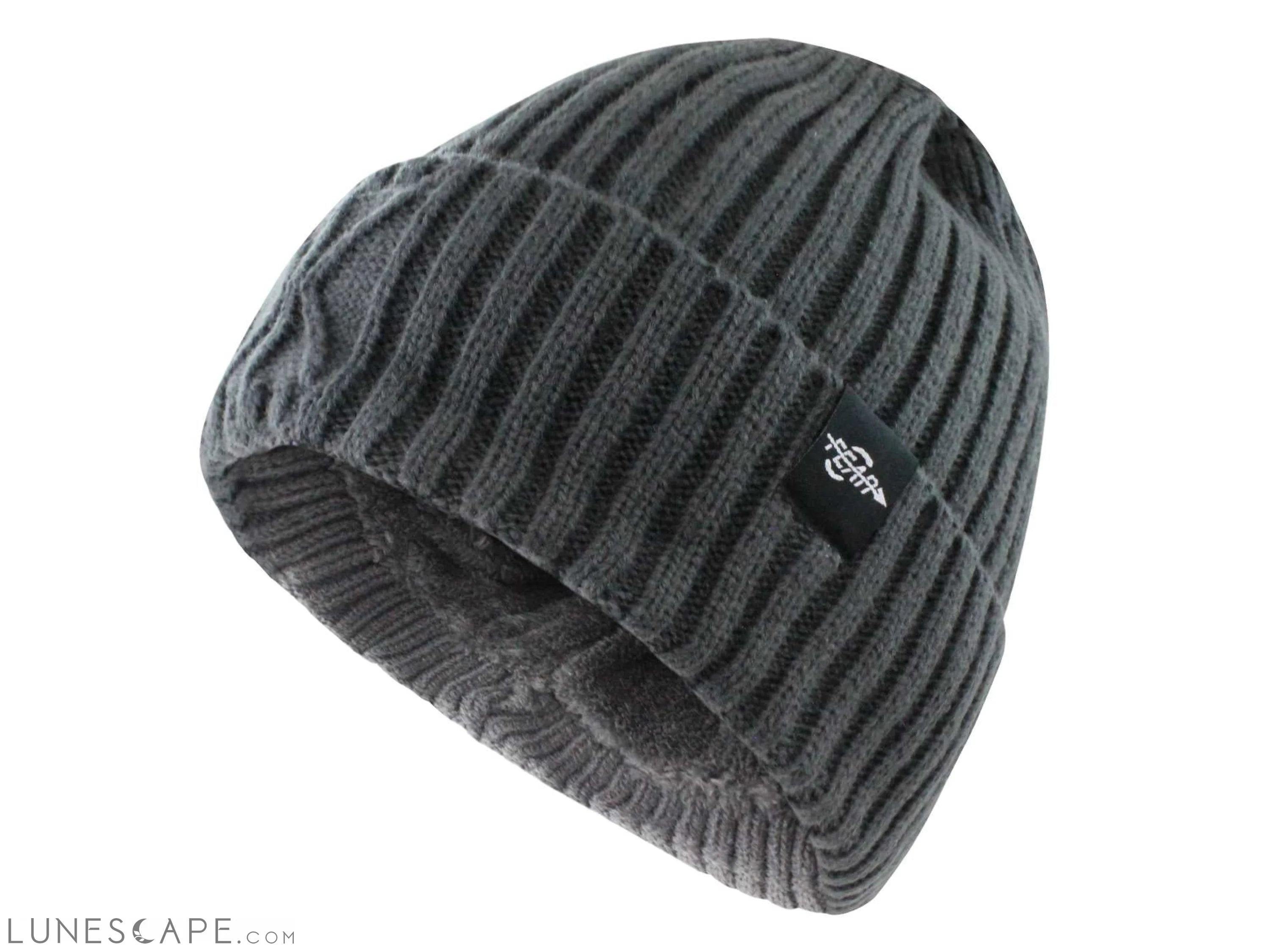 Plush Lined Ribbed Knit Hat LUNESCAPE