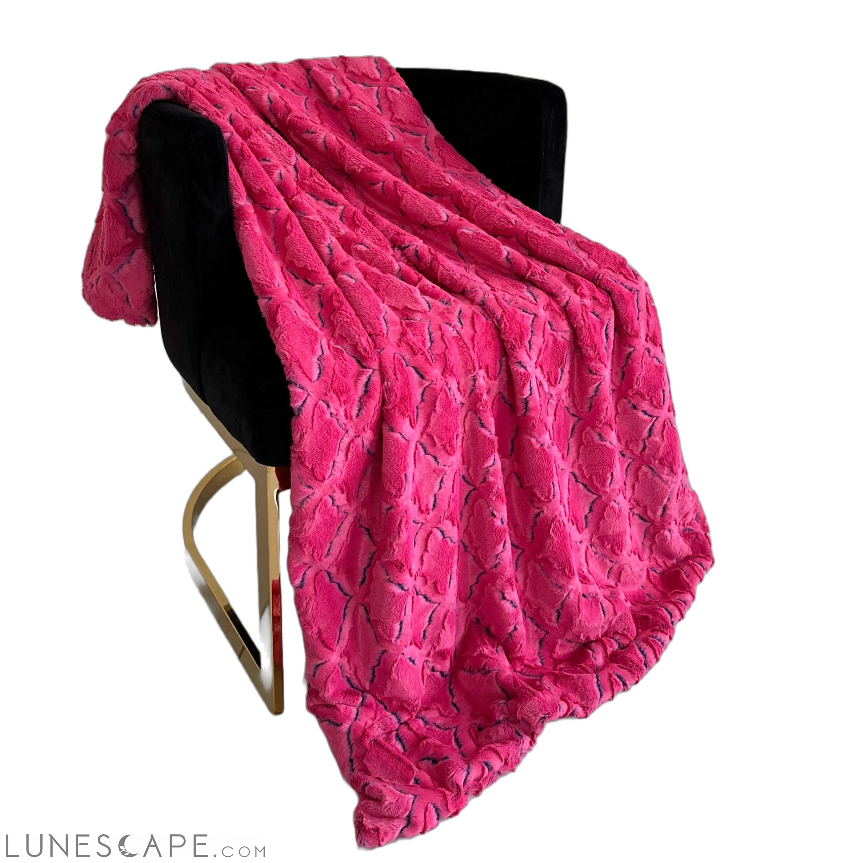 Plutus Fuchsia Purple Diamond Faux Fur Luxury Blanket & Throw LUNESCAPE