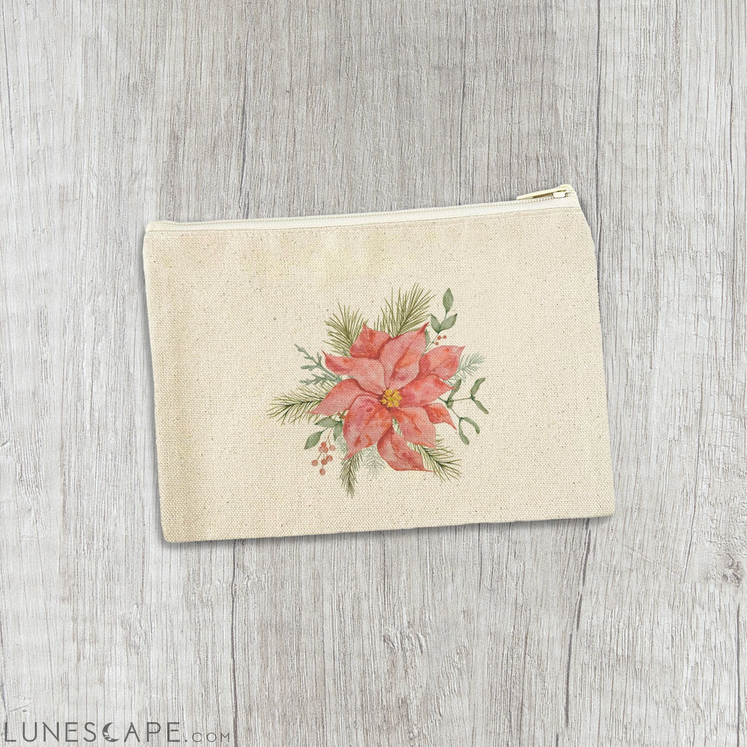 Poinsettia Flower - Canvas Zipper Pouch LUNESCAPE
