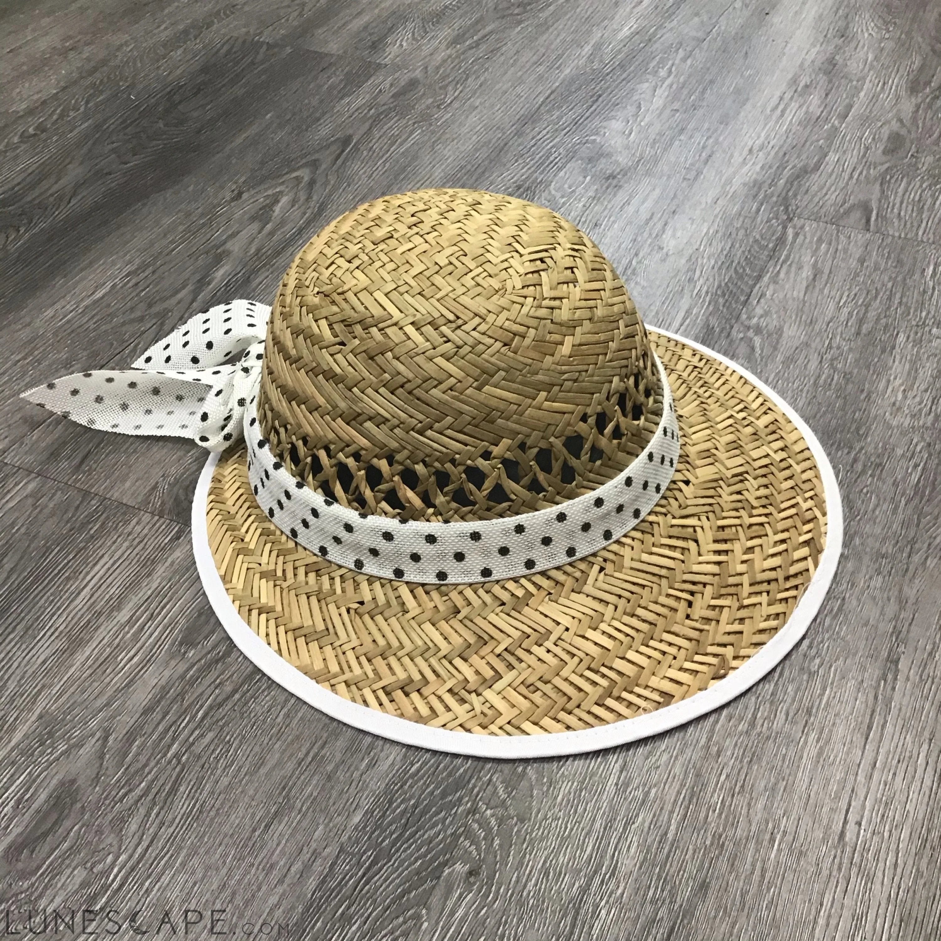 Polka Dot Bow Straw Visor LUNESCAPE
