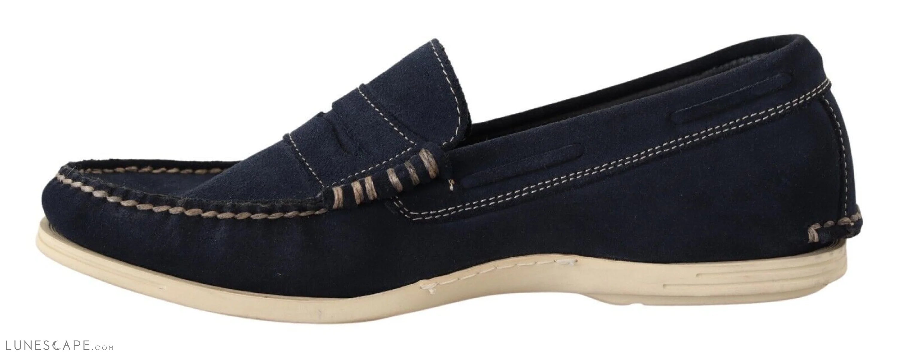 Pollini Chic Suede Blue Moccasins for Men LUNESCAPE