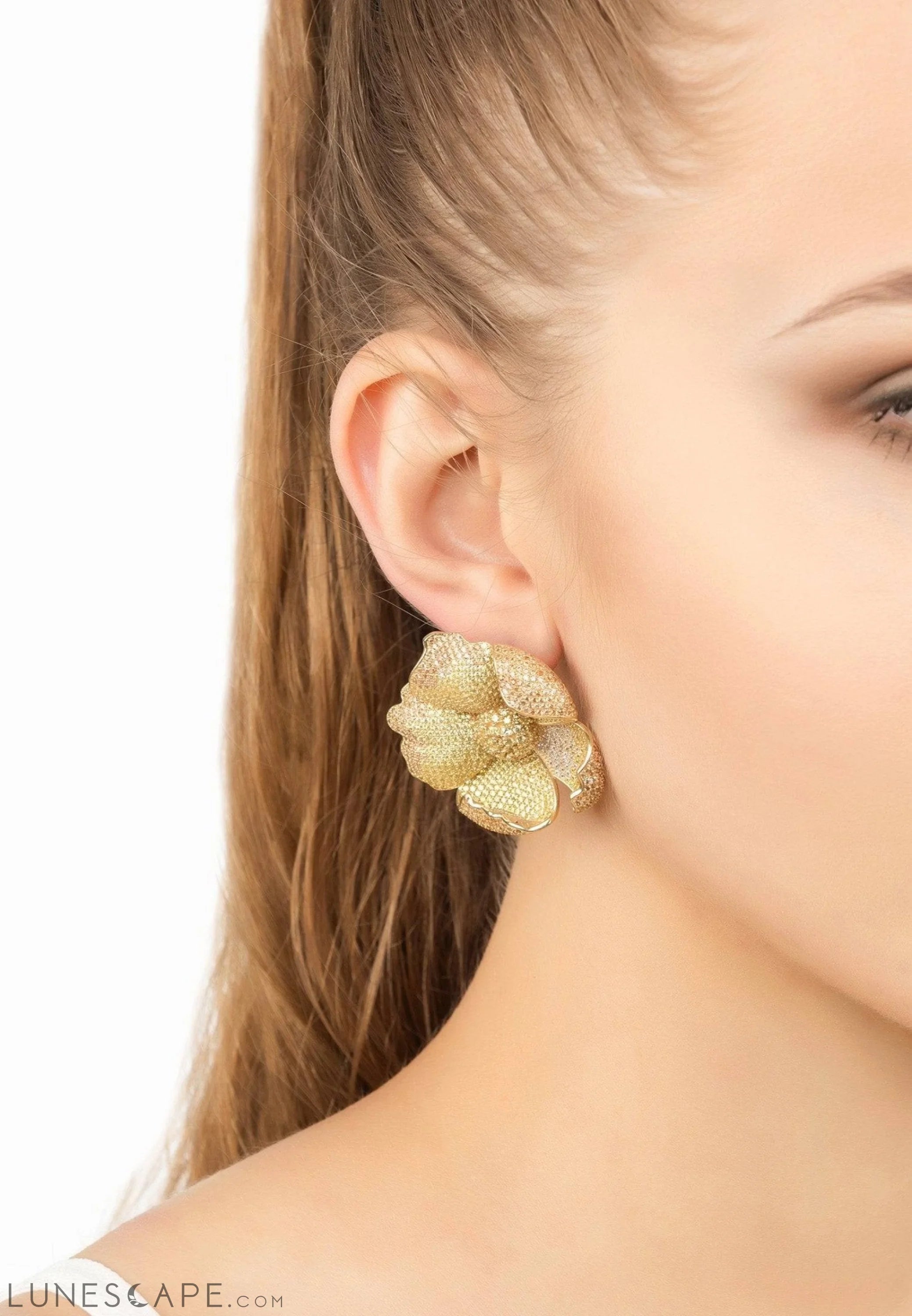 Poppy Flower Lemon Earring Gold LUNESCAPE