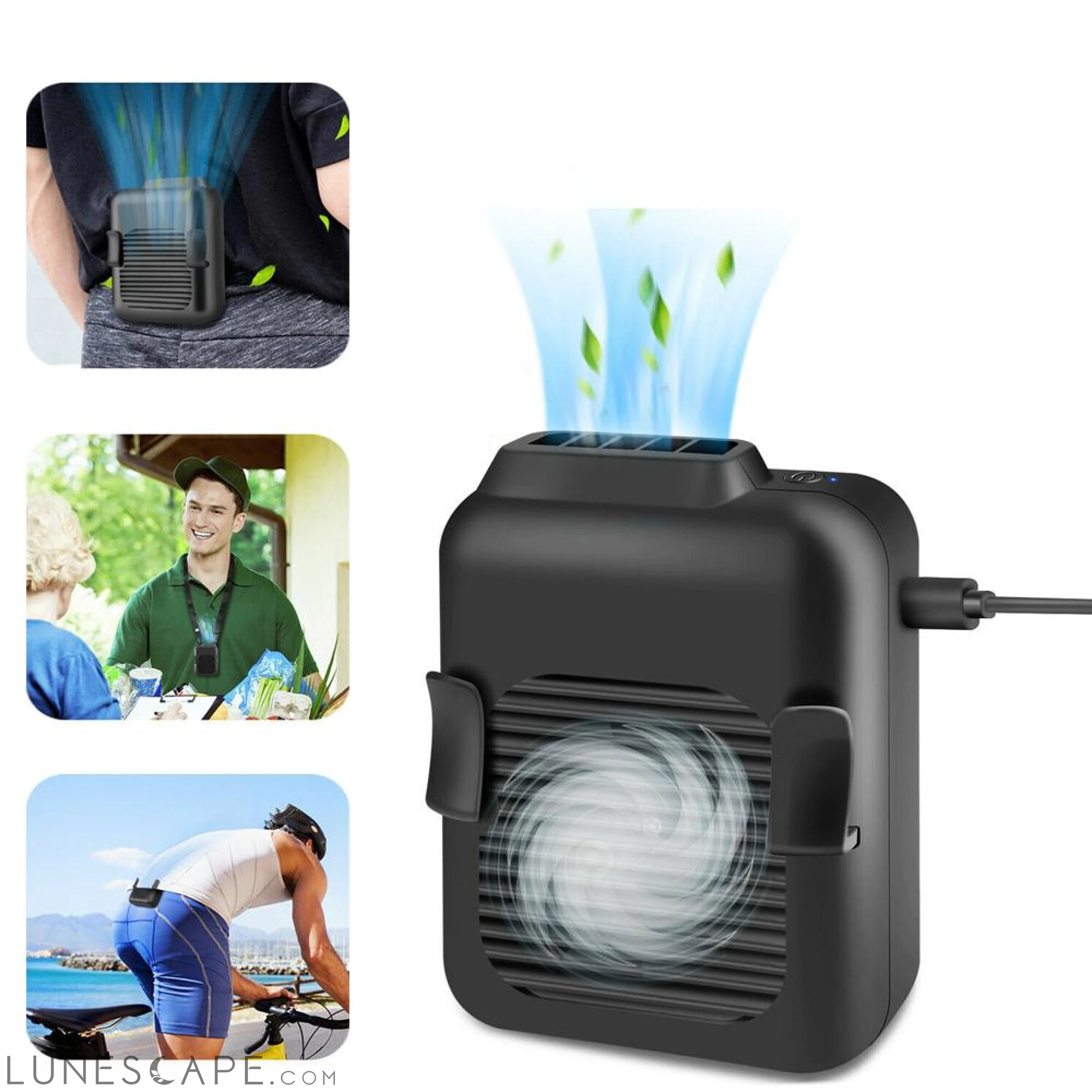 Portable Compact Cooling Fan Hanging Handsfree with Waist Clip LUNESCAPE