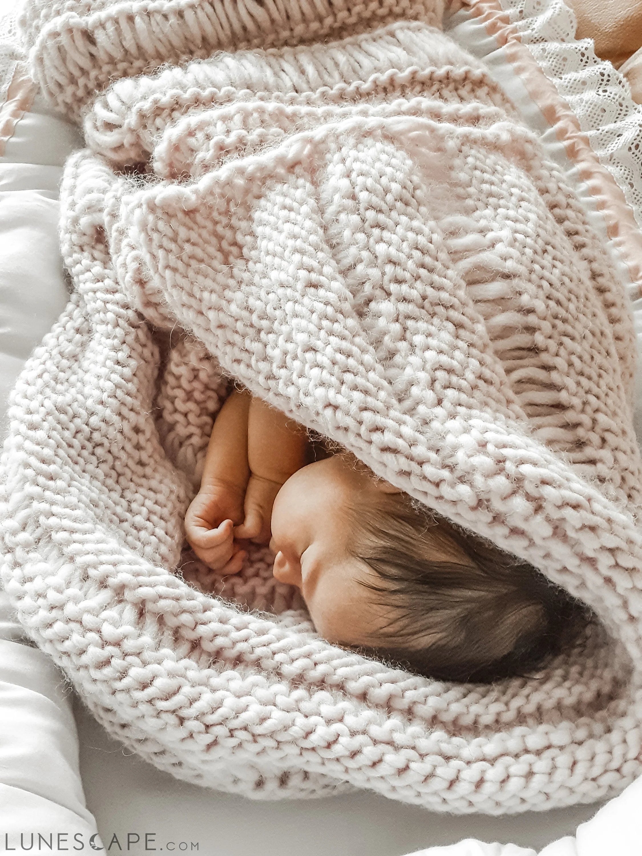 Powder Pink Baby Boho Blanket LUNESCAPE