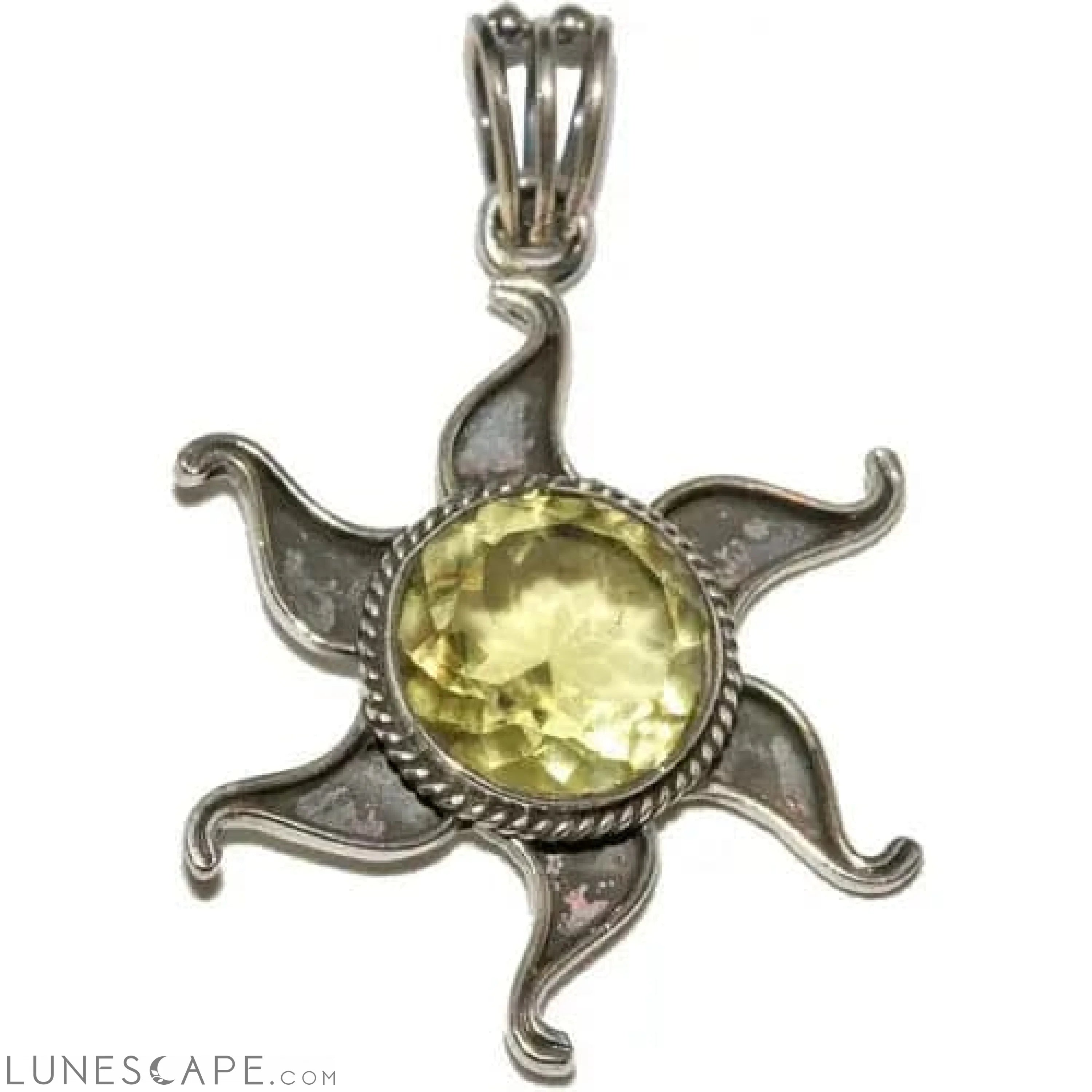 Prasiolite Sun Pendant in Oxydized Silver LUNESCAPE