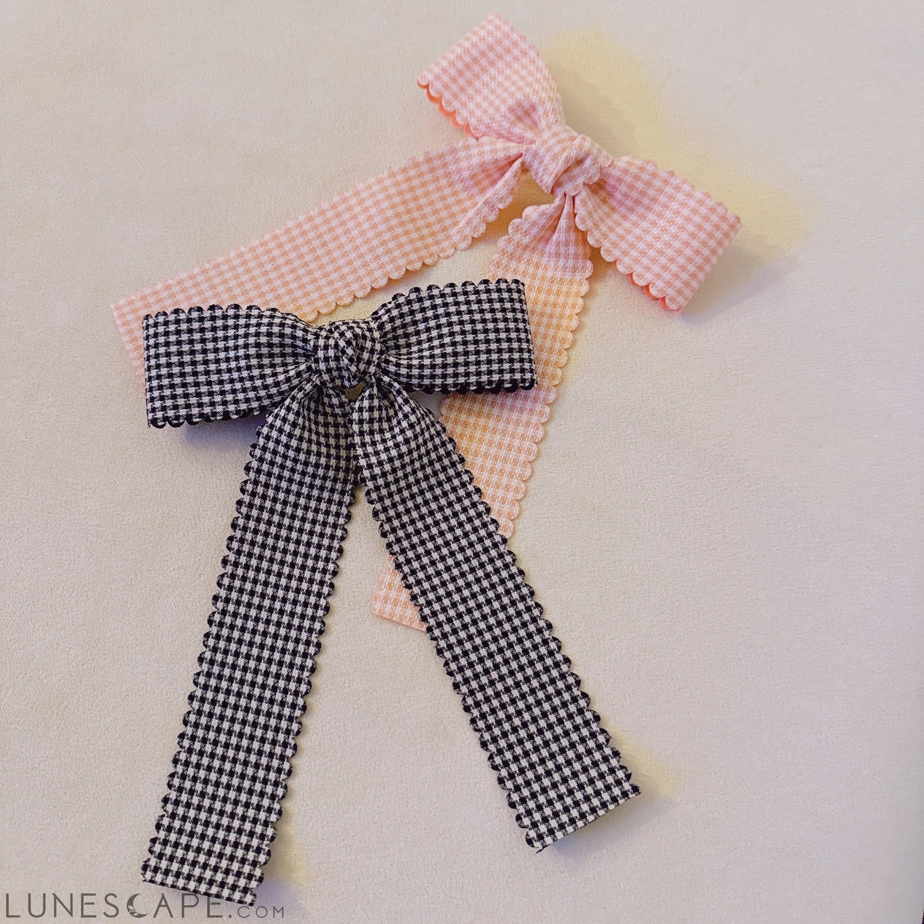 Precious Scallop Edged Bow Hair Clip Set of 2 LUNESCAPE