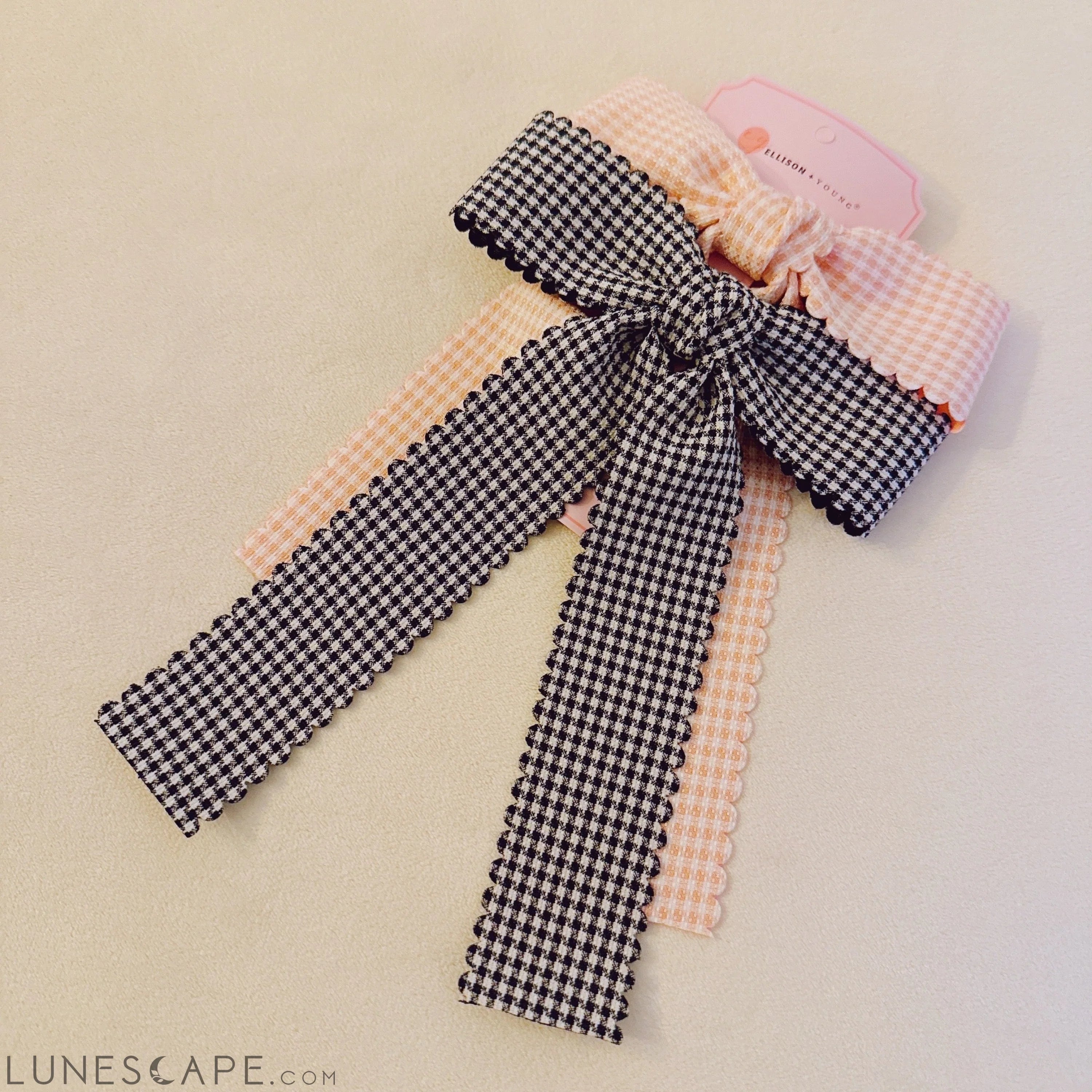 Precious Scallop Edged Bow Hair Clip Set of 2 LUNESCAPE