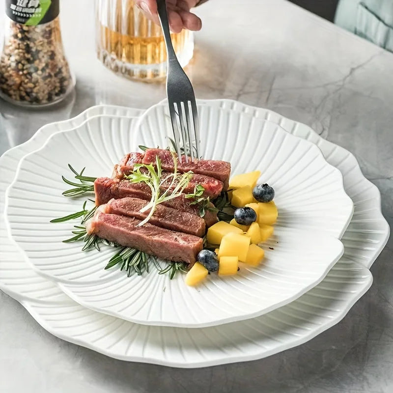 Premium White Ceramic Dinner Plates for Gourmet Dining LUNESCAPE
