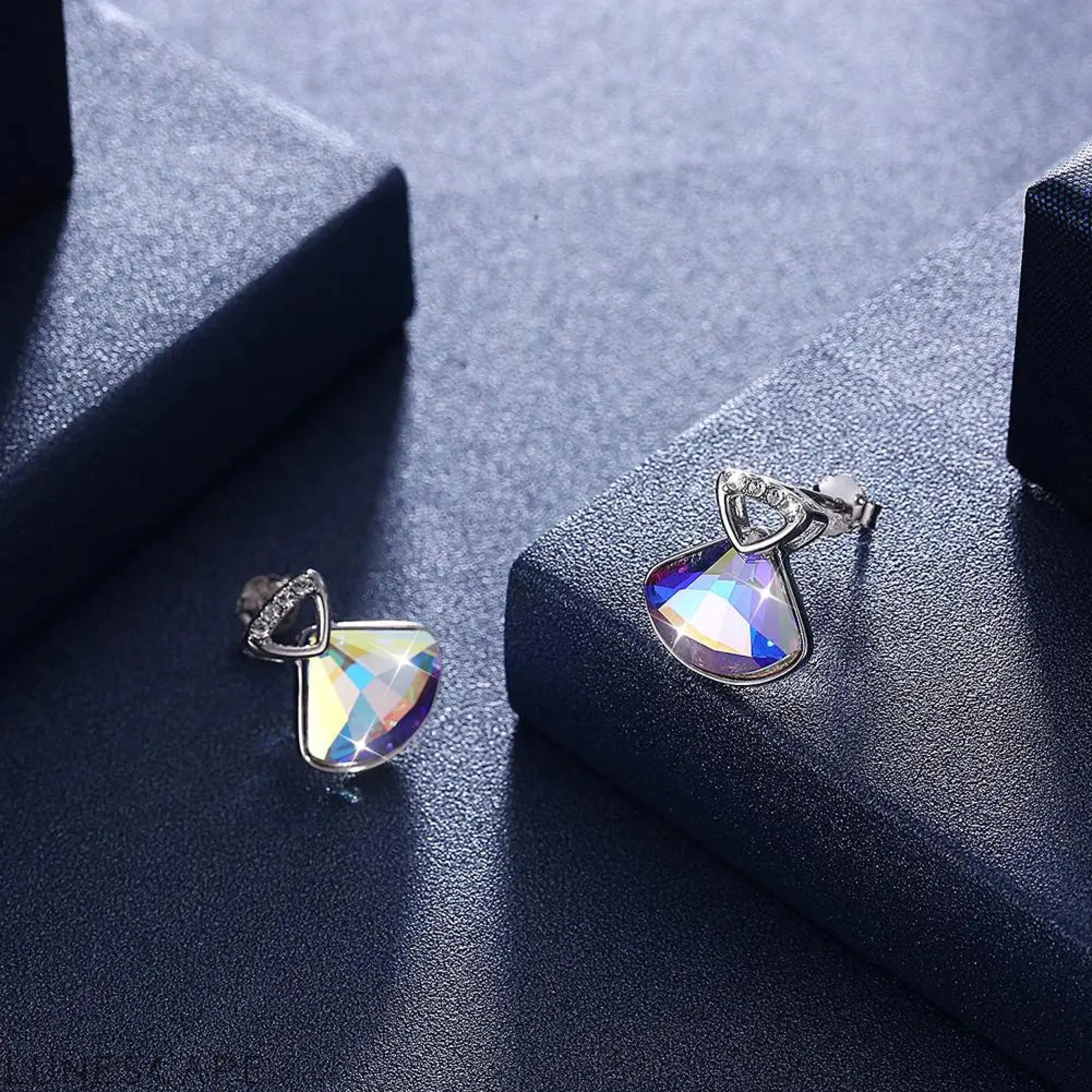 Prismatic Pastel Trilliant Swarovski Studs LUNESCAPE