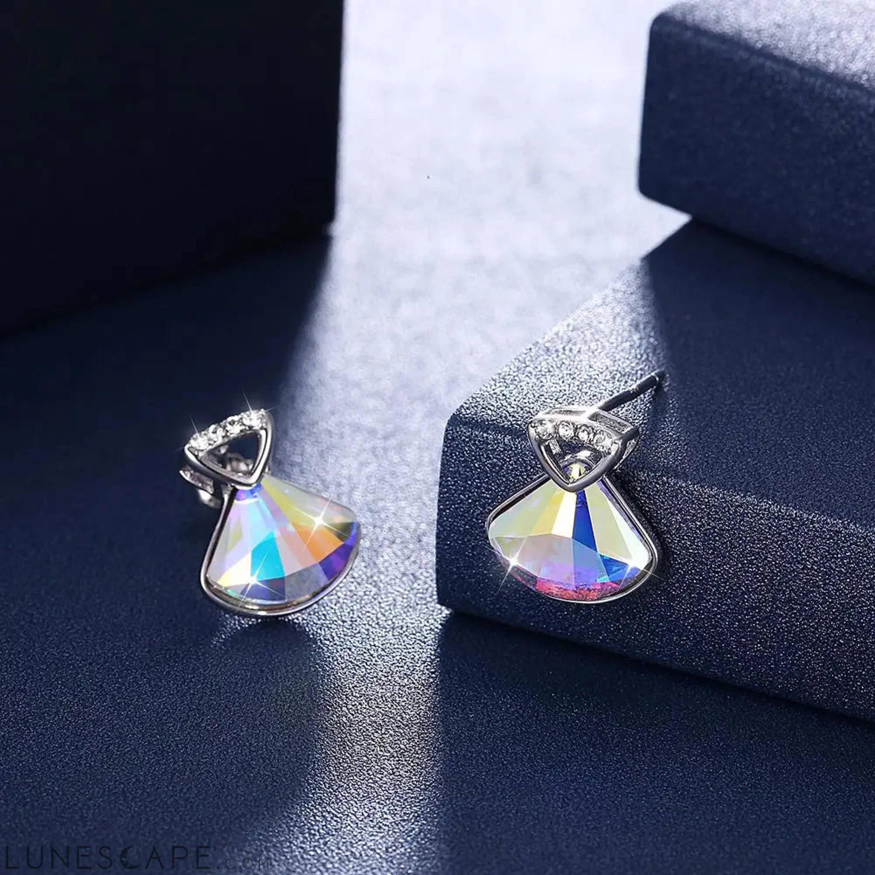 Prismatic Pastel Trilliant Swarovski Studs LUNESCAPE