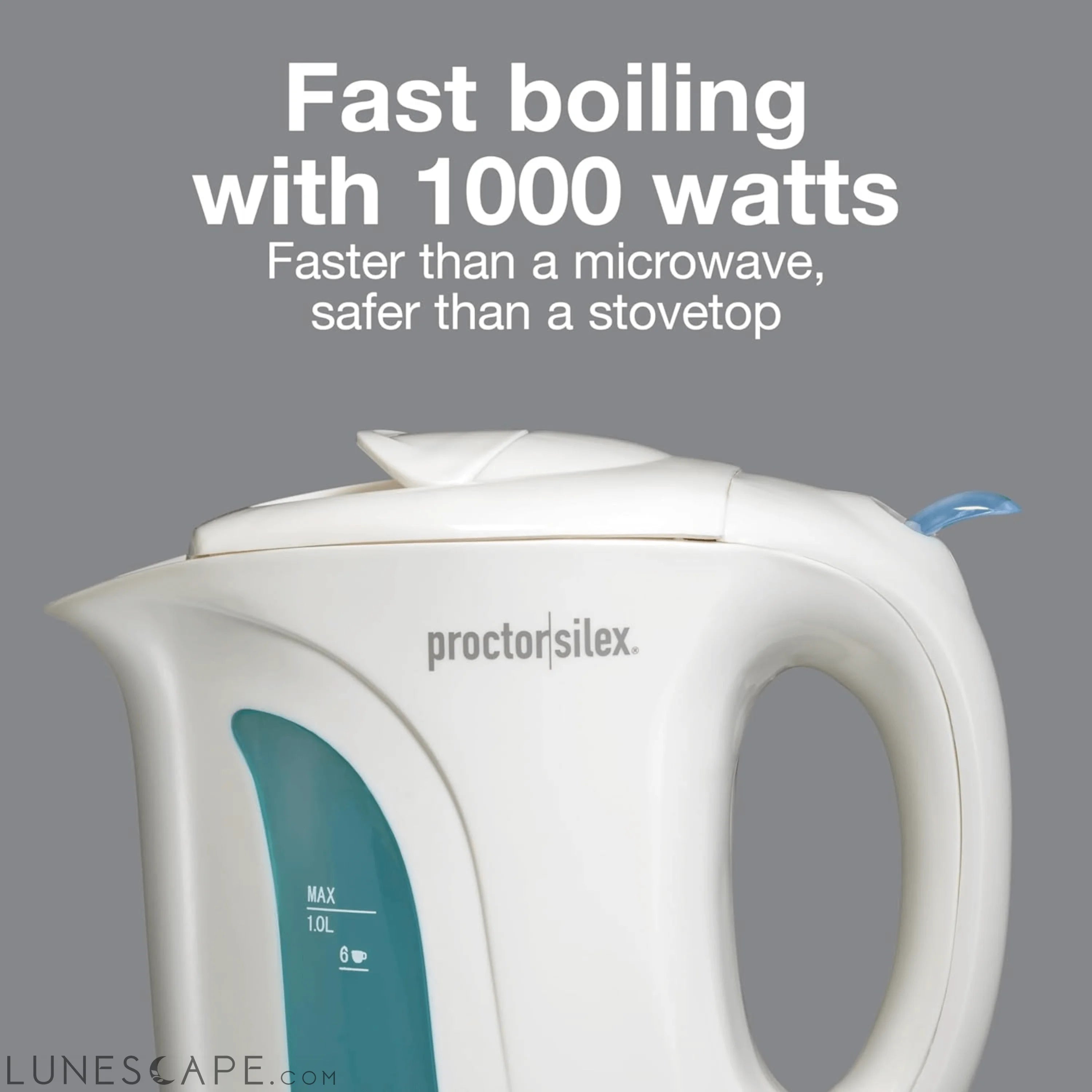 Proctor Silex 1.0 Liter Electric Tea Kettle Water-Boiler and Heater LUNESCAPE