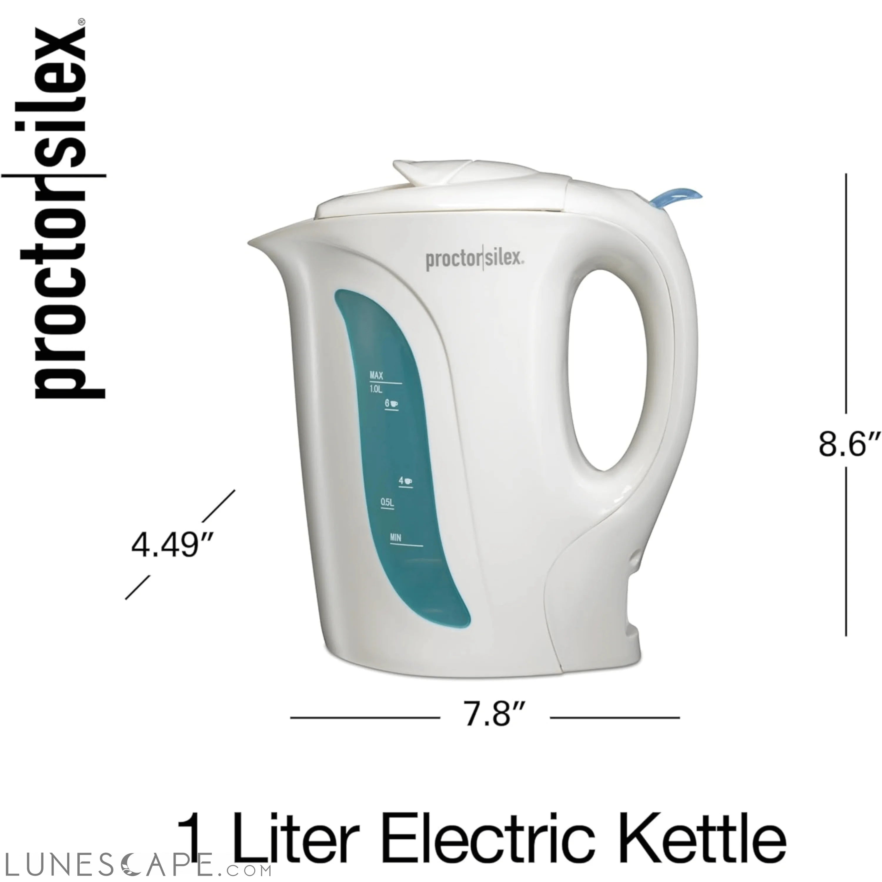 Proctor Silex 1.0 Liter Electric Tea Kettle Water-Boiler and Heater LUNESCAPE