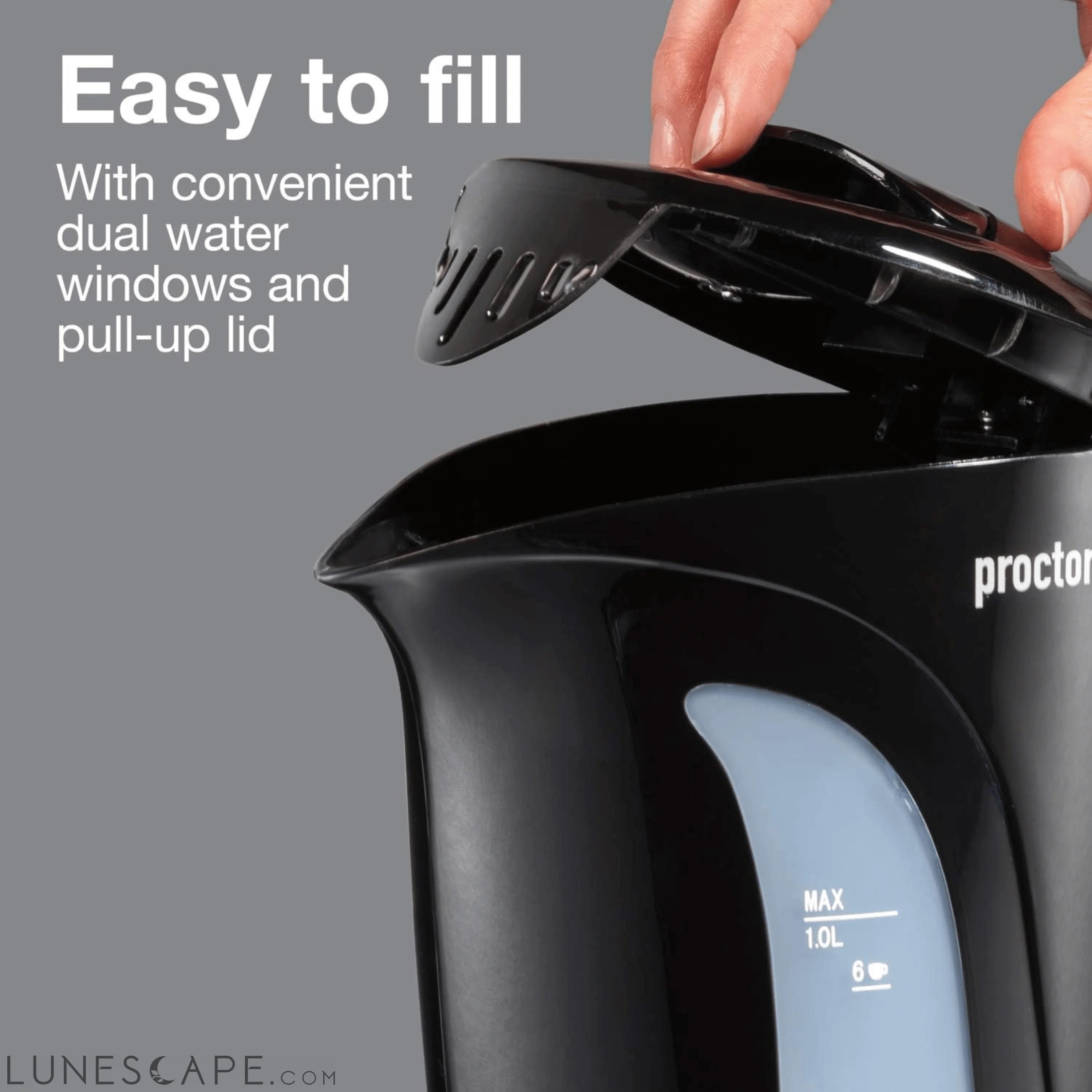 Proctor Silex 1.0 Liter Electric Tea Kettle Water-Boiler and Heater LUNESCAPE