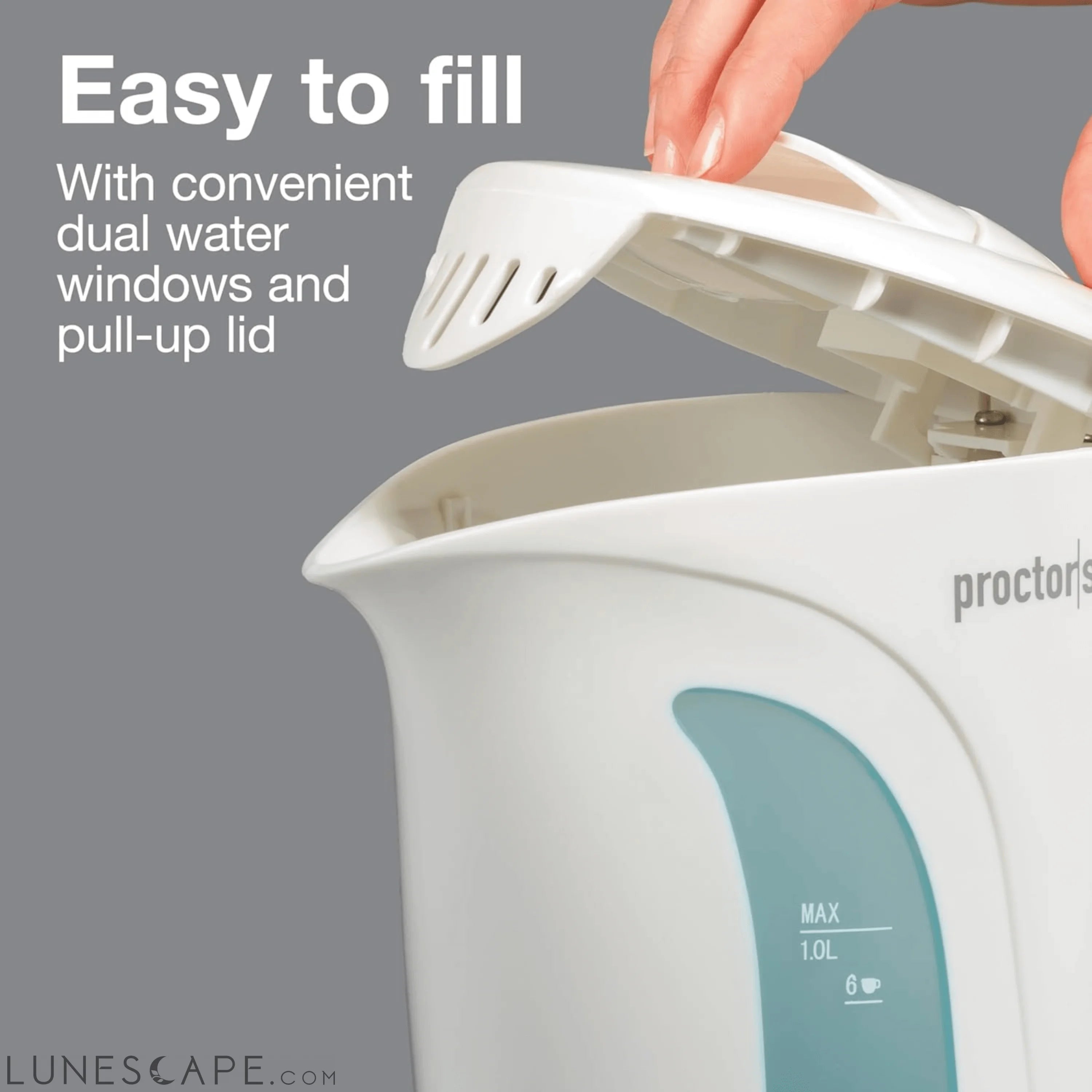 Proctor Silex 1.0 Liter Electric Tea Kettle Water-Boiler and Heater LUNESCAPE