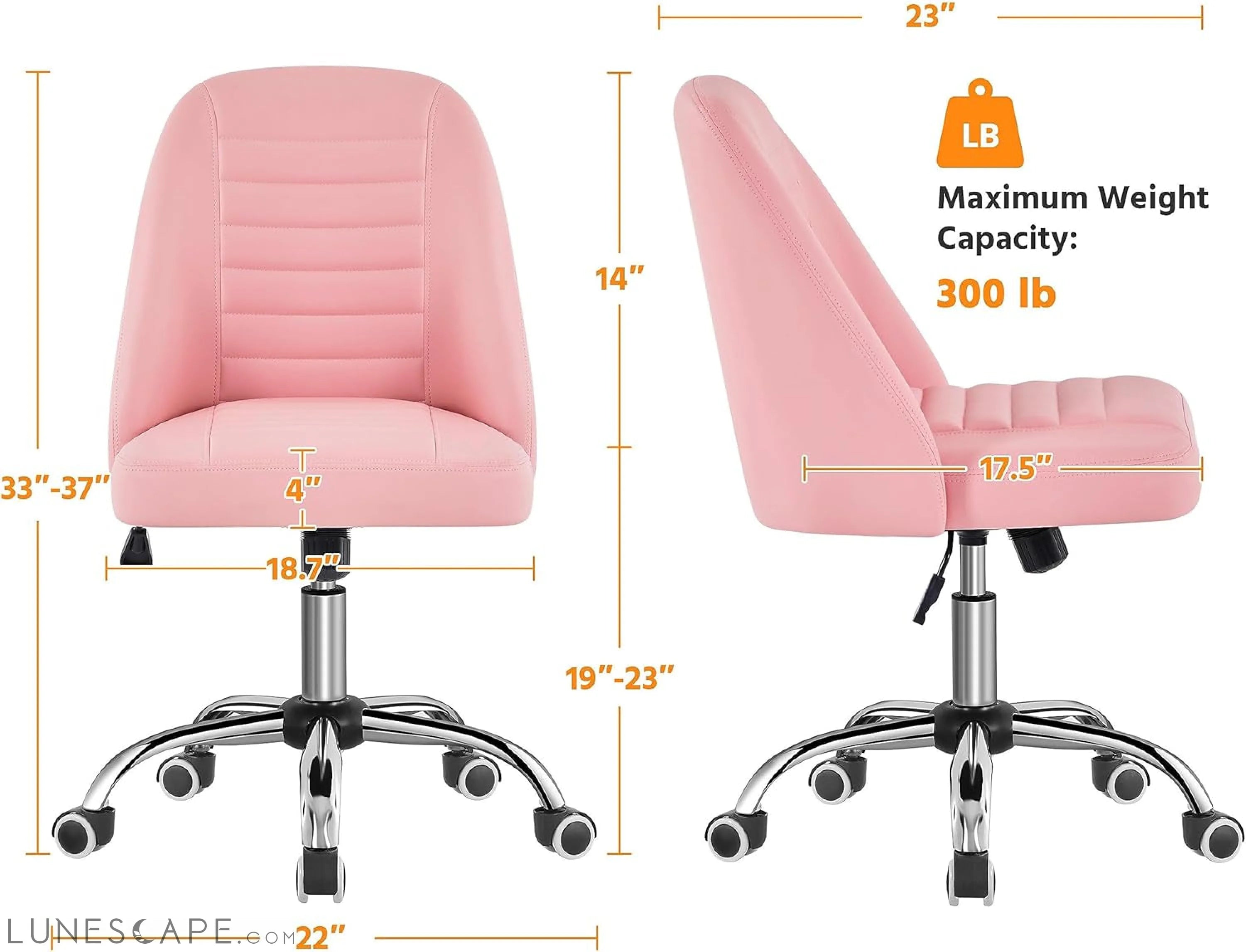 PU Leather Armless Office Chair, Mid Back Desk Chair, Computer Task LUNESCAPE