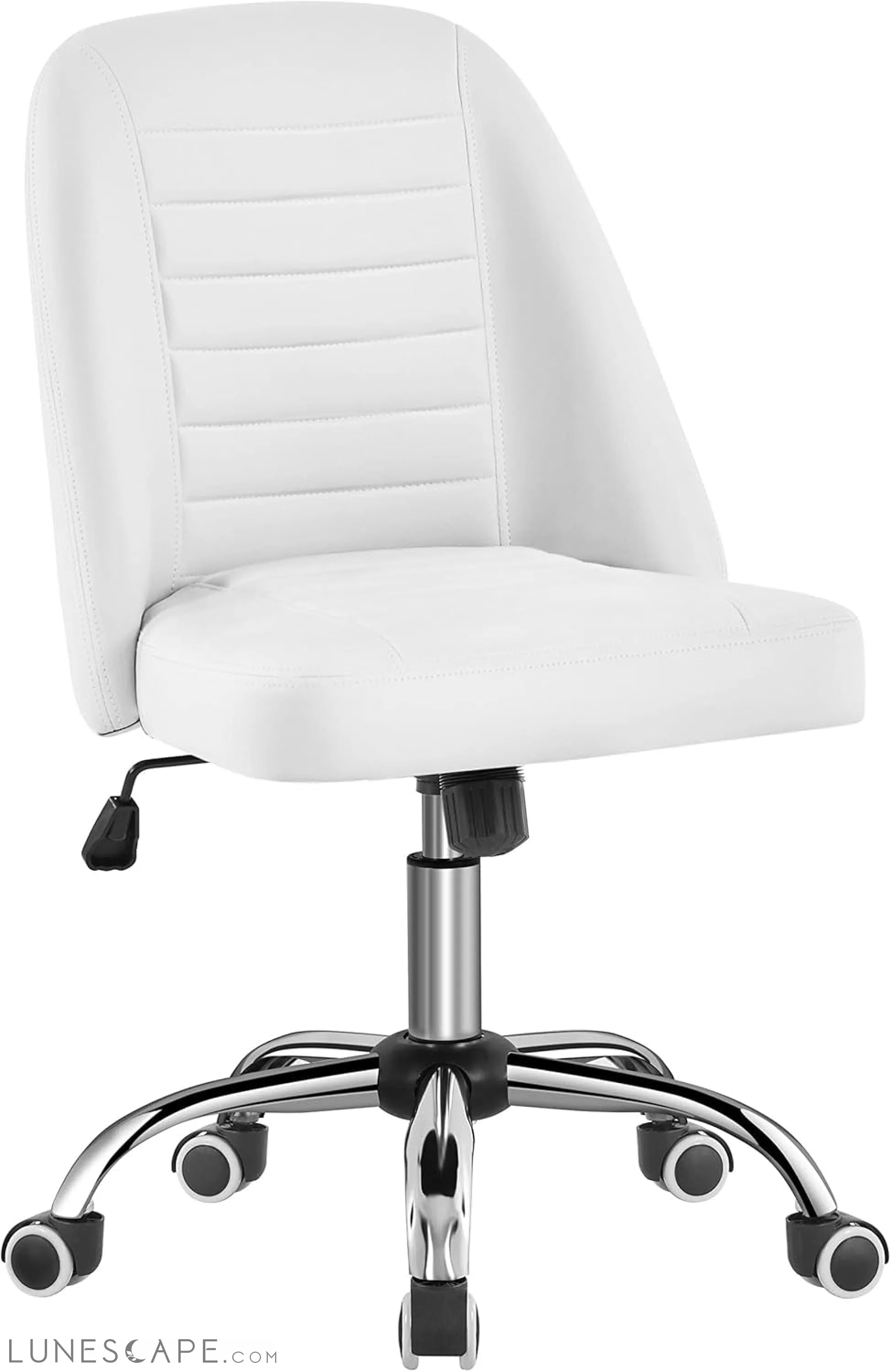 PU Leather Armless Office Chair, Mid Back Desk Chair, Computer Task LUNESCAPE