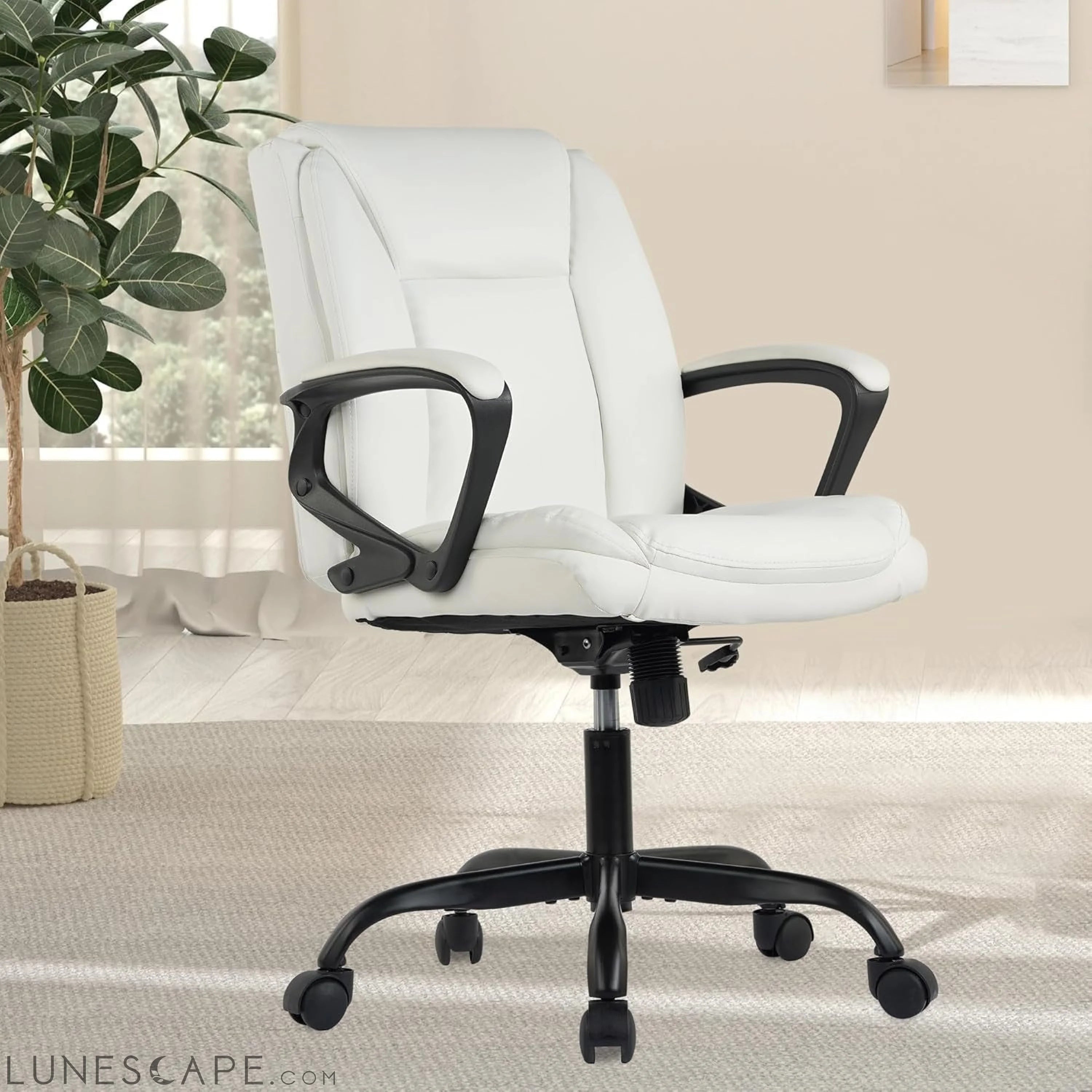 PU Leather Task Chair Home Office Chair Ergonomic Desk Chair with LUNESCAPE