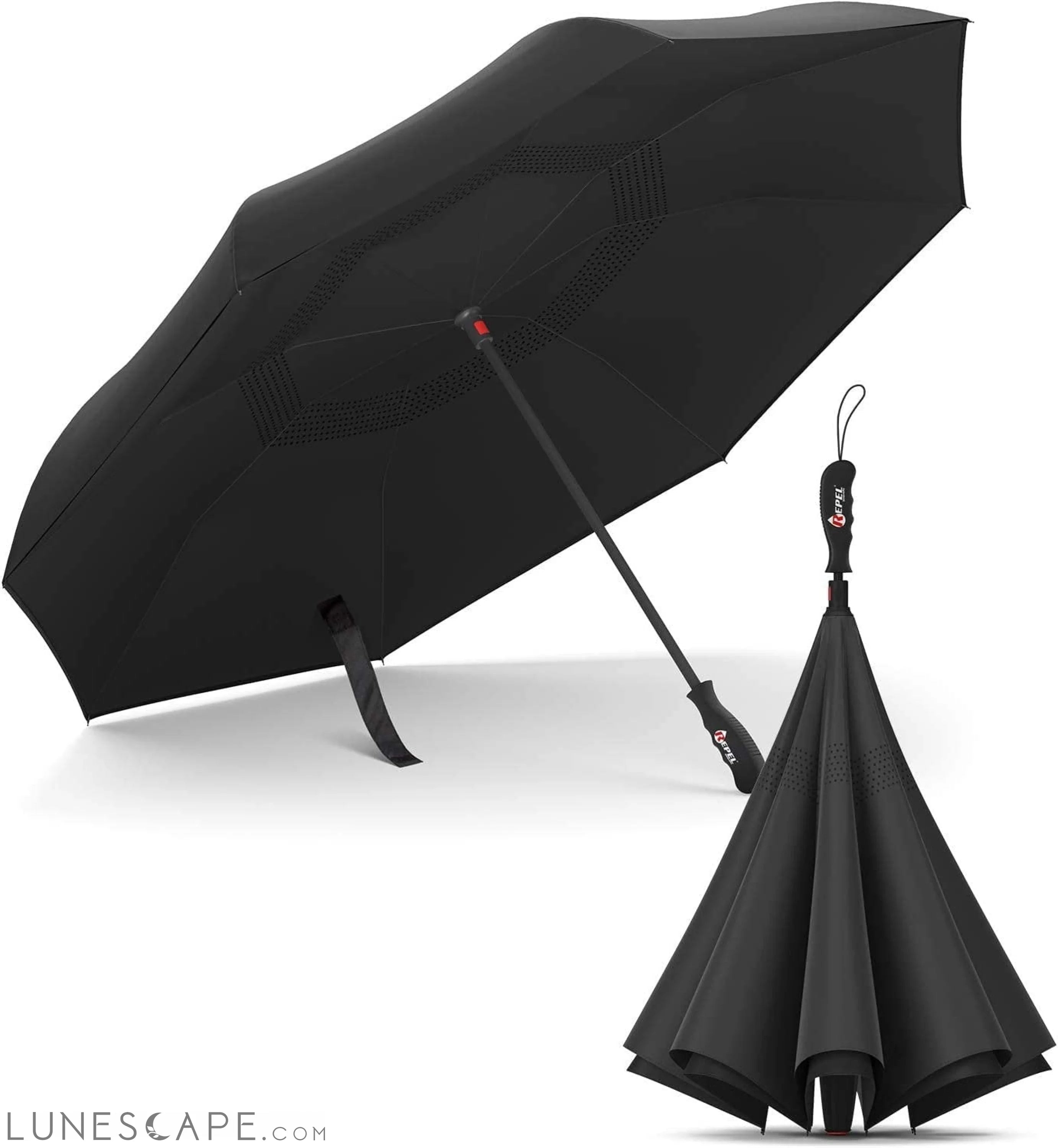 PUREVACY Black-Navy Blue Reverse Umbrella Pack of 20 Compact, LUNESCAPE