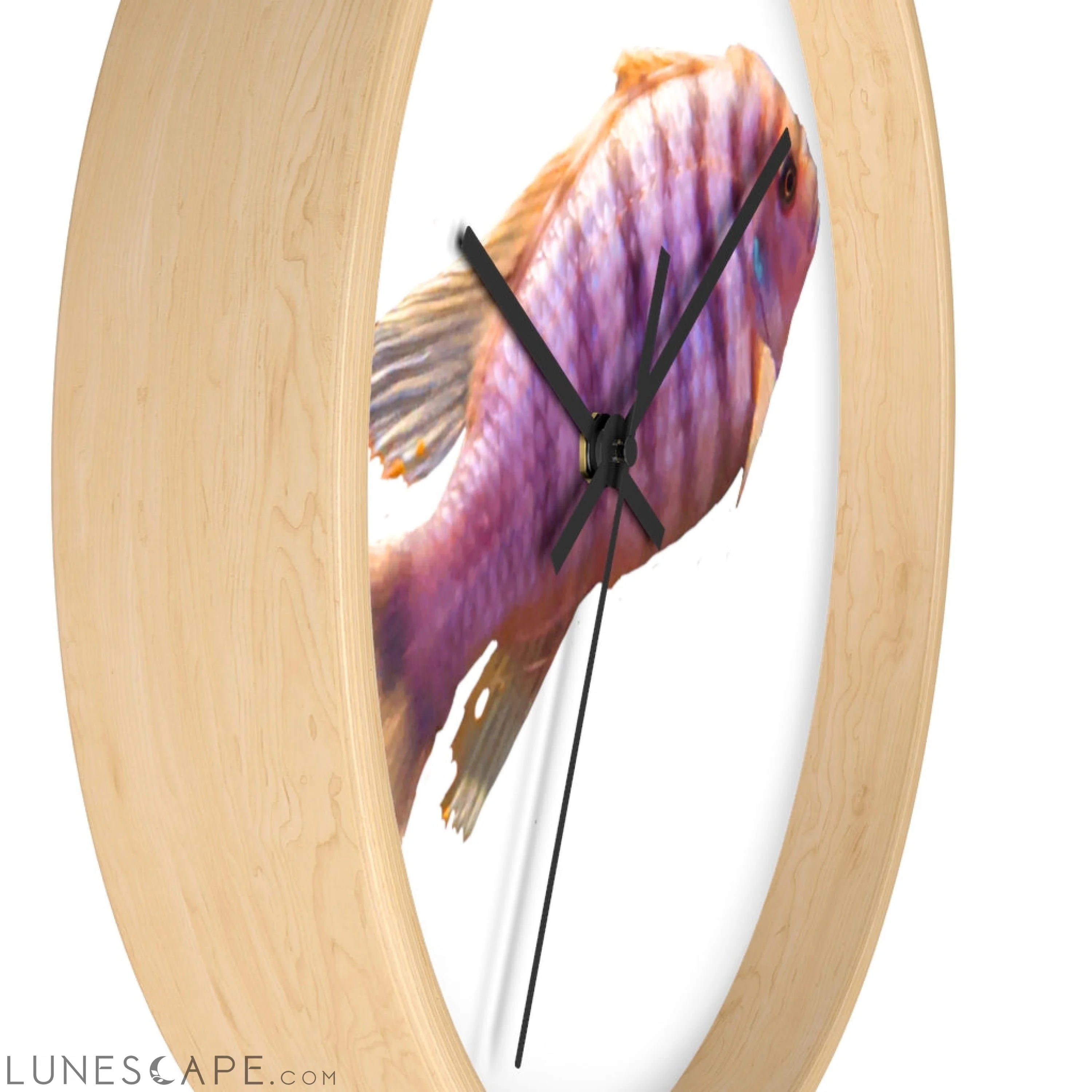 Purple Fish Wall clock LUNESCAPE