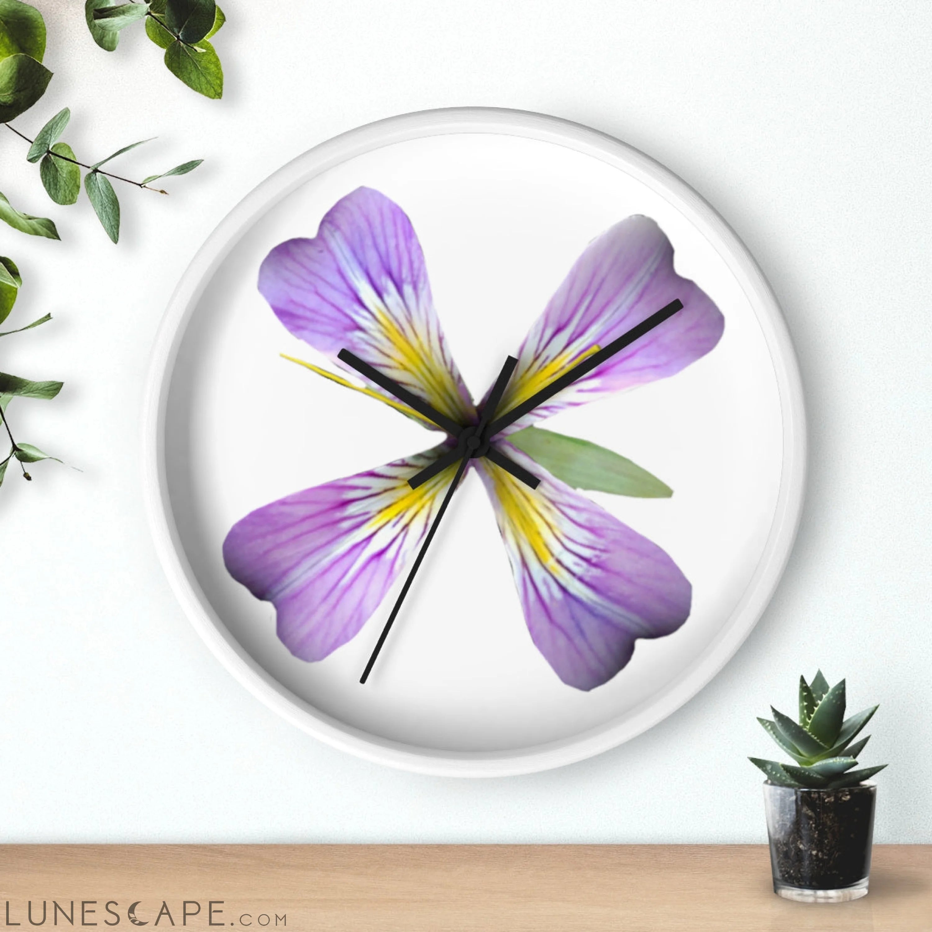 Purple Flower Wall clock LUNESCAPE