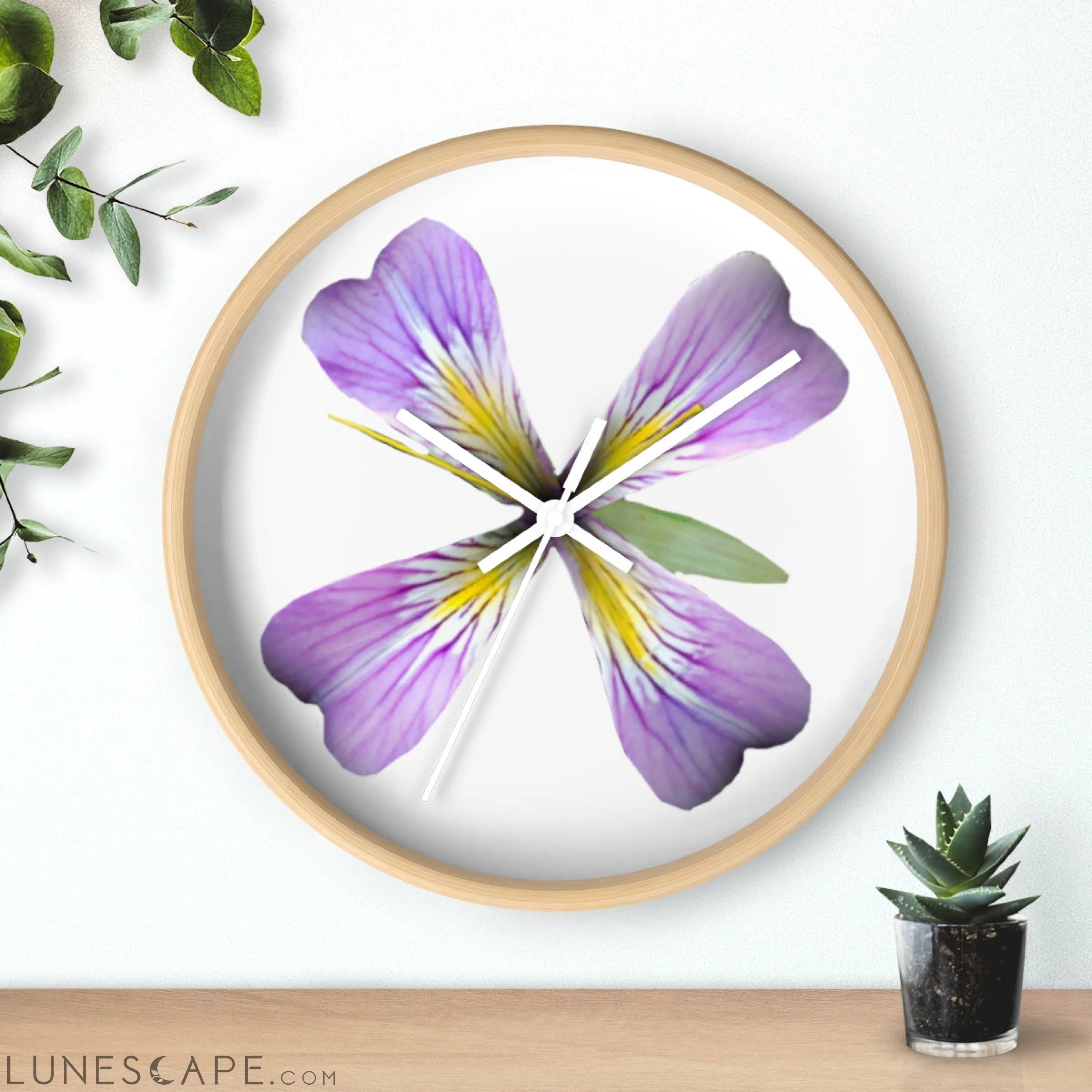 Purple Flower Wall clock LUNESCAPE