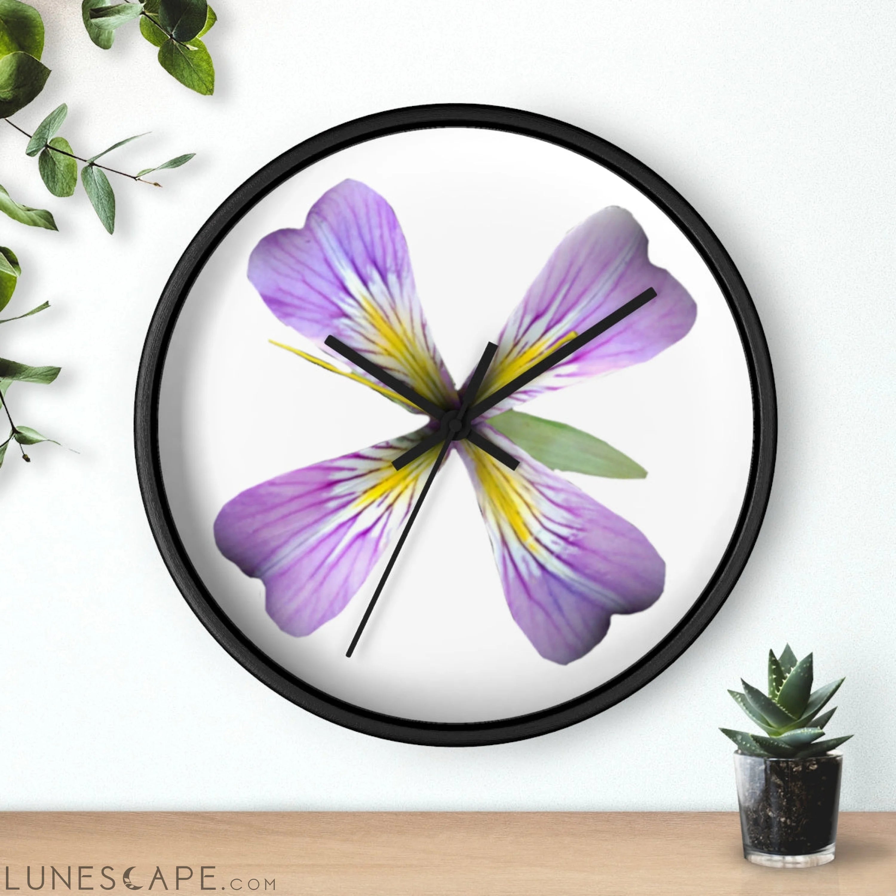 Purple Flower Wall clock LUNESCAPE
