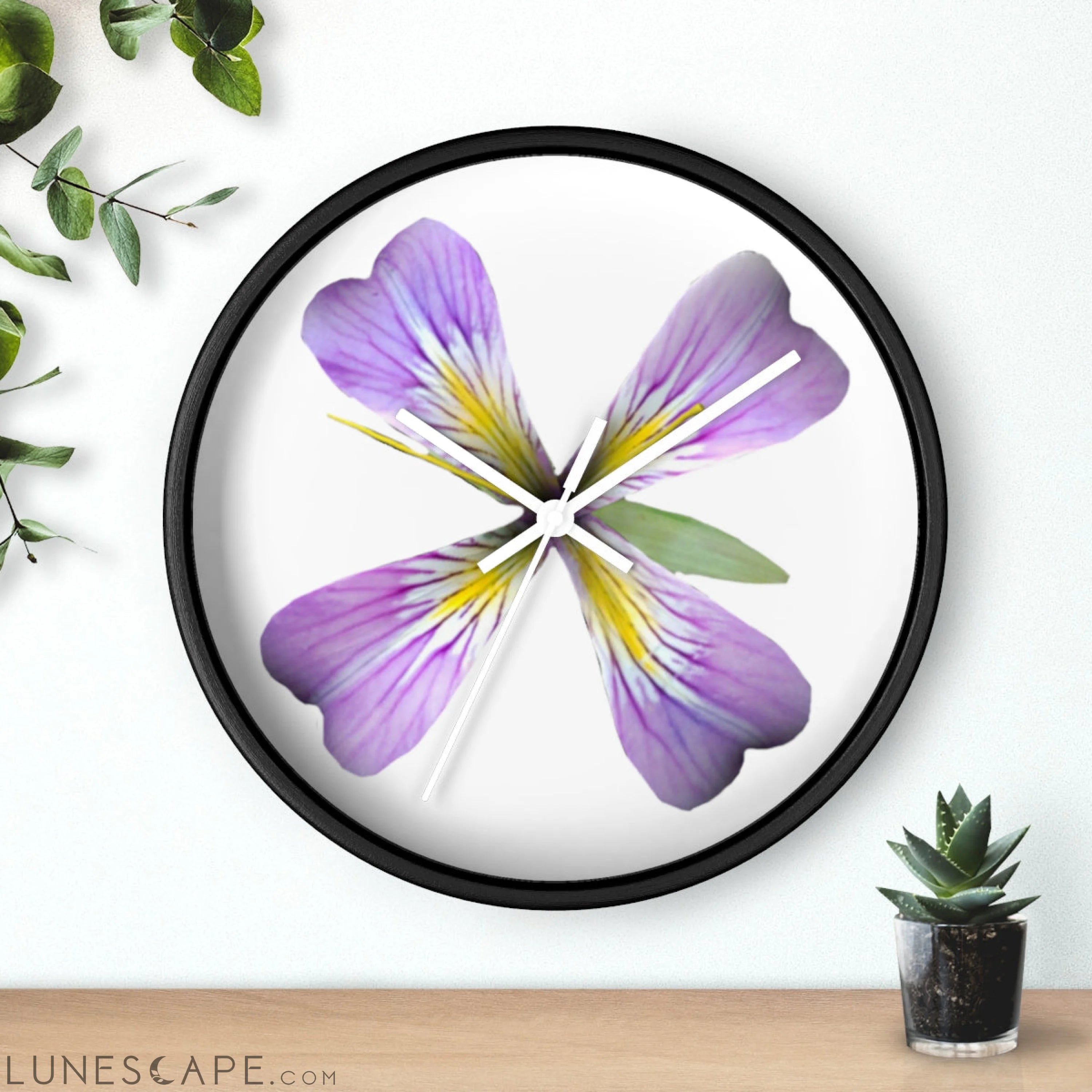 Purple Flower Wall clock LUNESCAPE