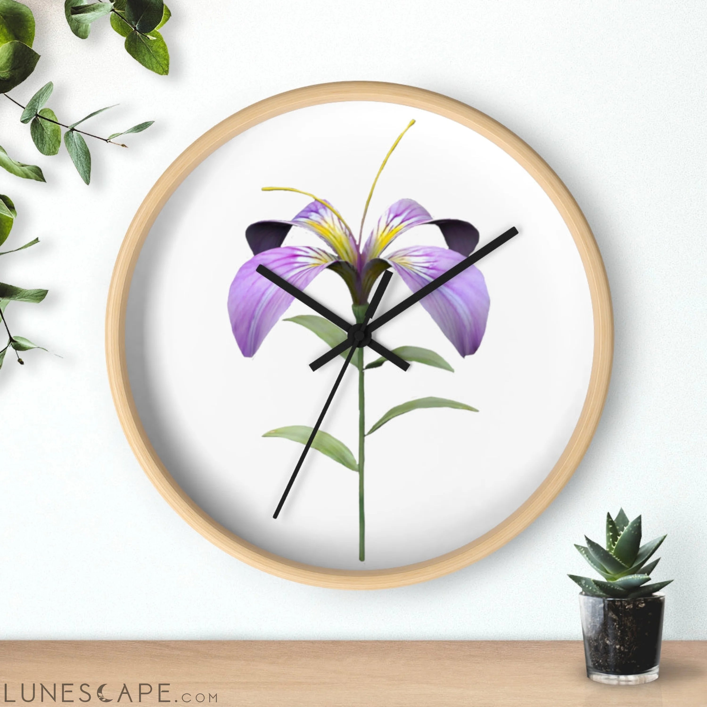 Purple Flower Wall clock LUNESCAPE