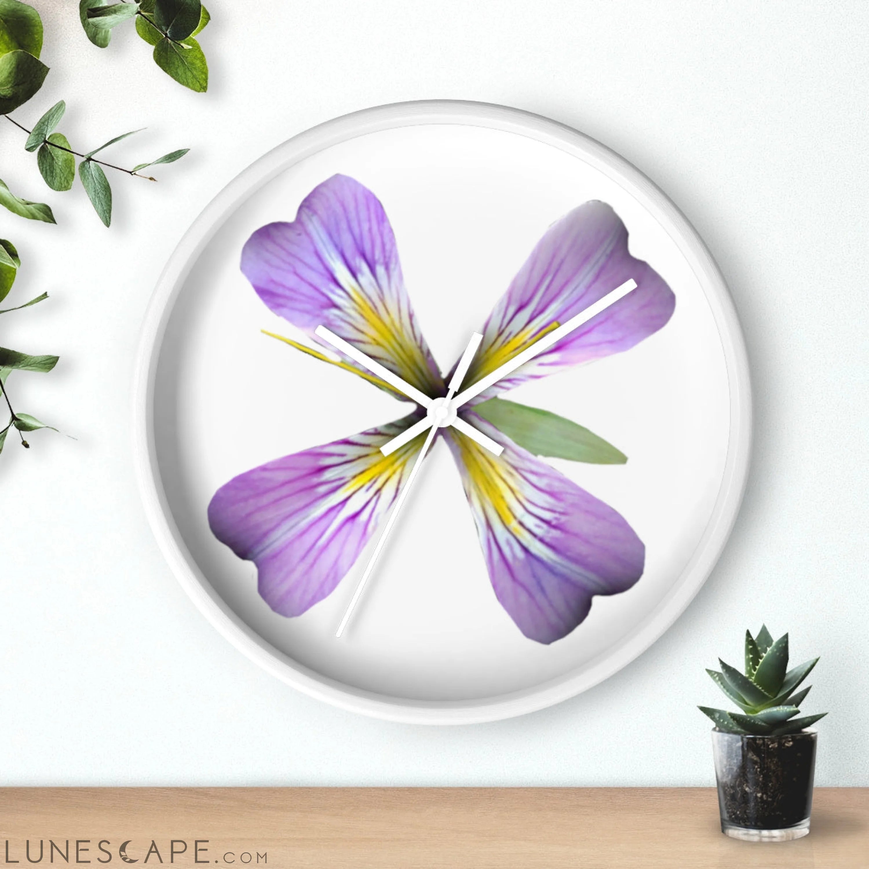 Purple Flower Wall clock LUNESCAPE