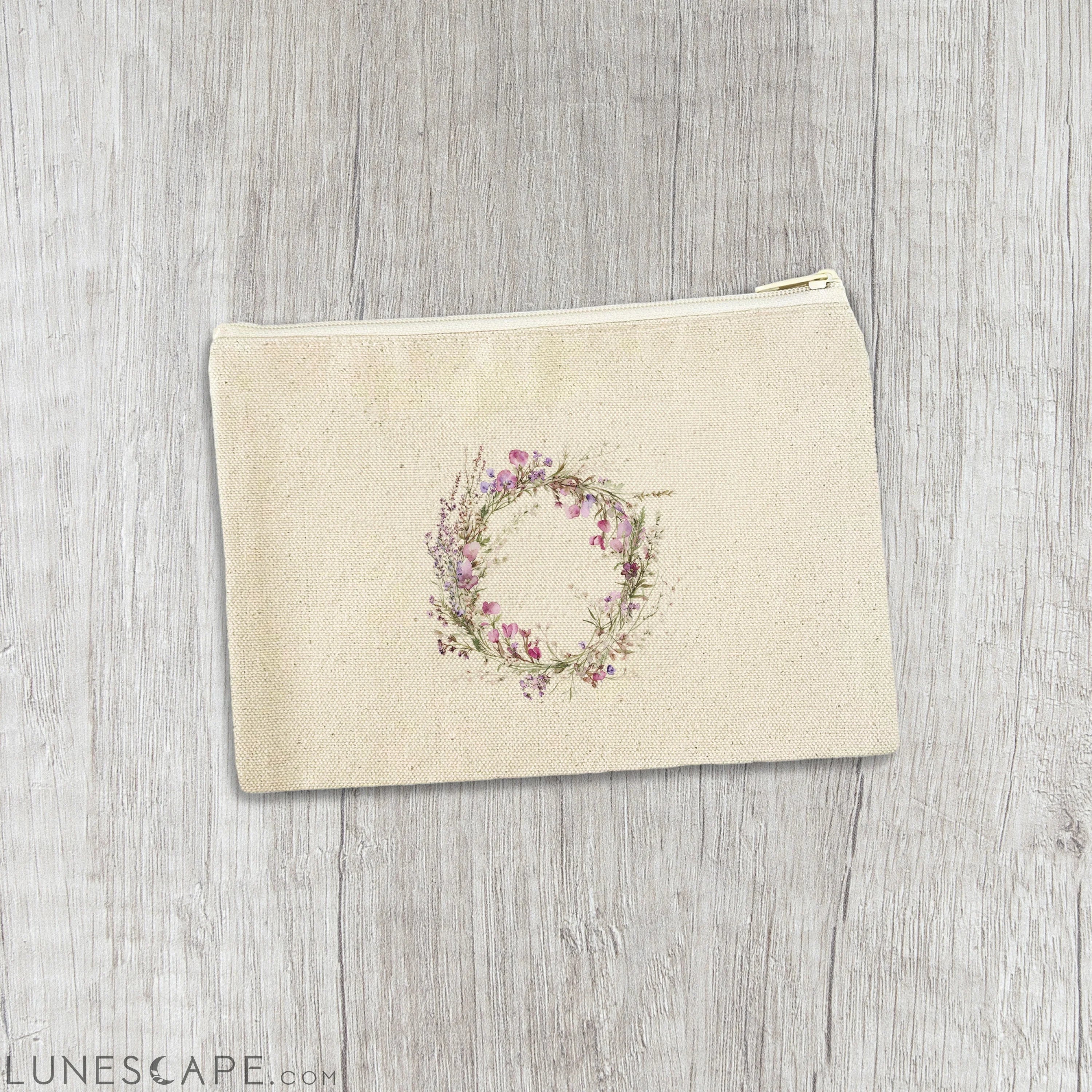 Purple Spring Wreath - Canvas Zipper Pouch LUNESCAPE