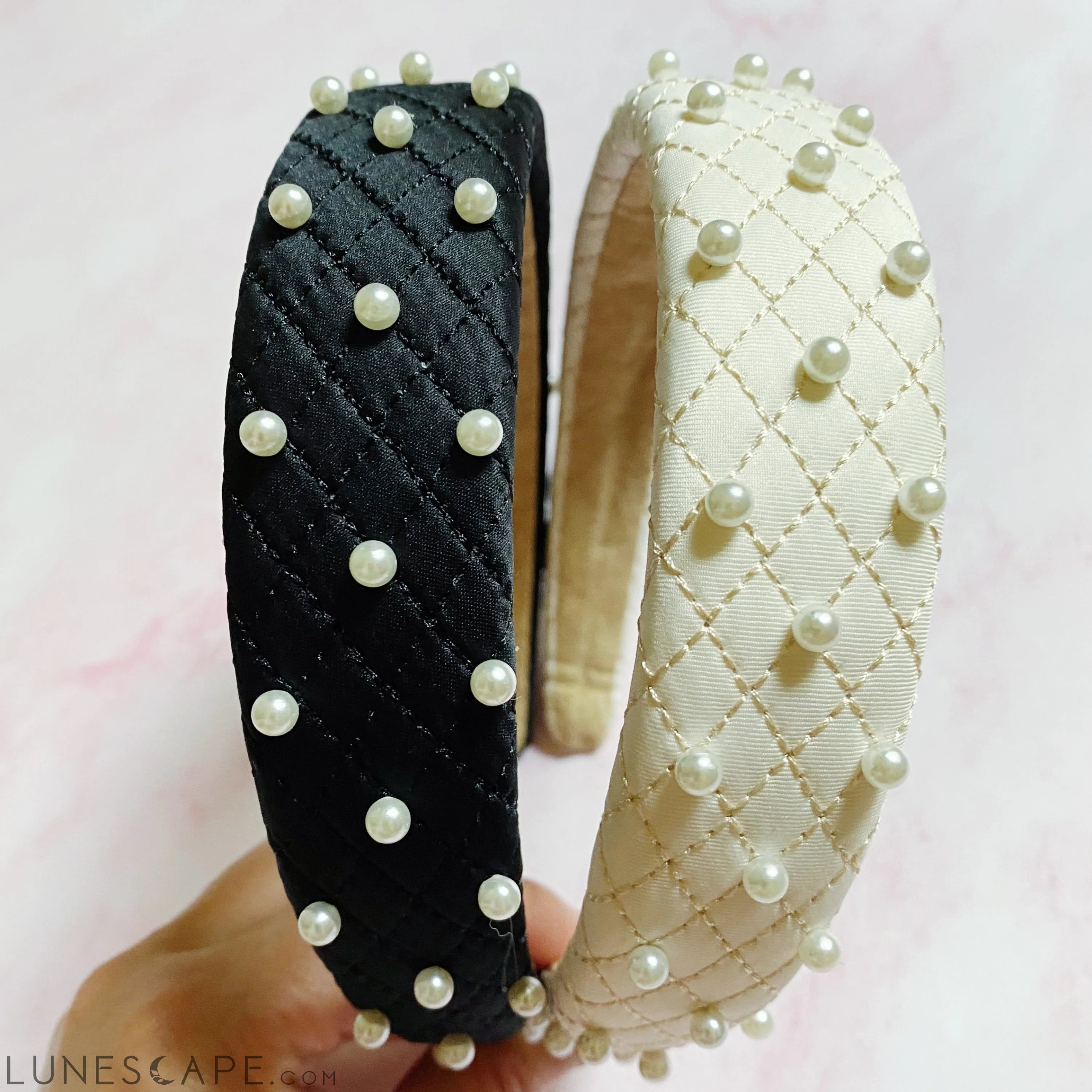 Quilted Elegance Pearl Headband LUNESCAPE