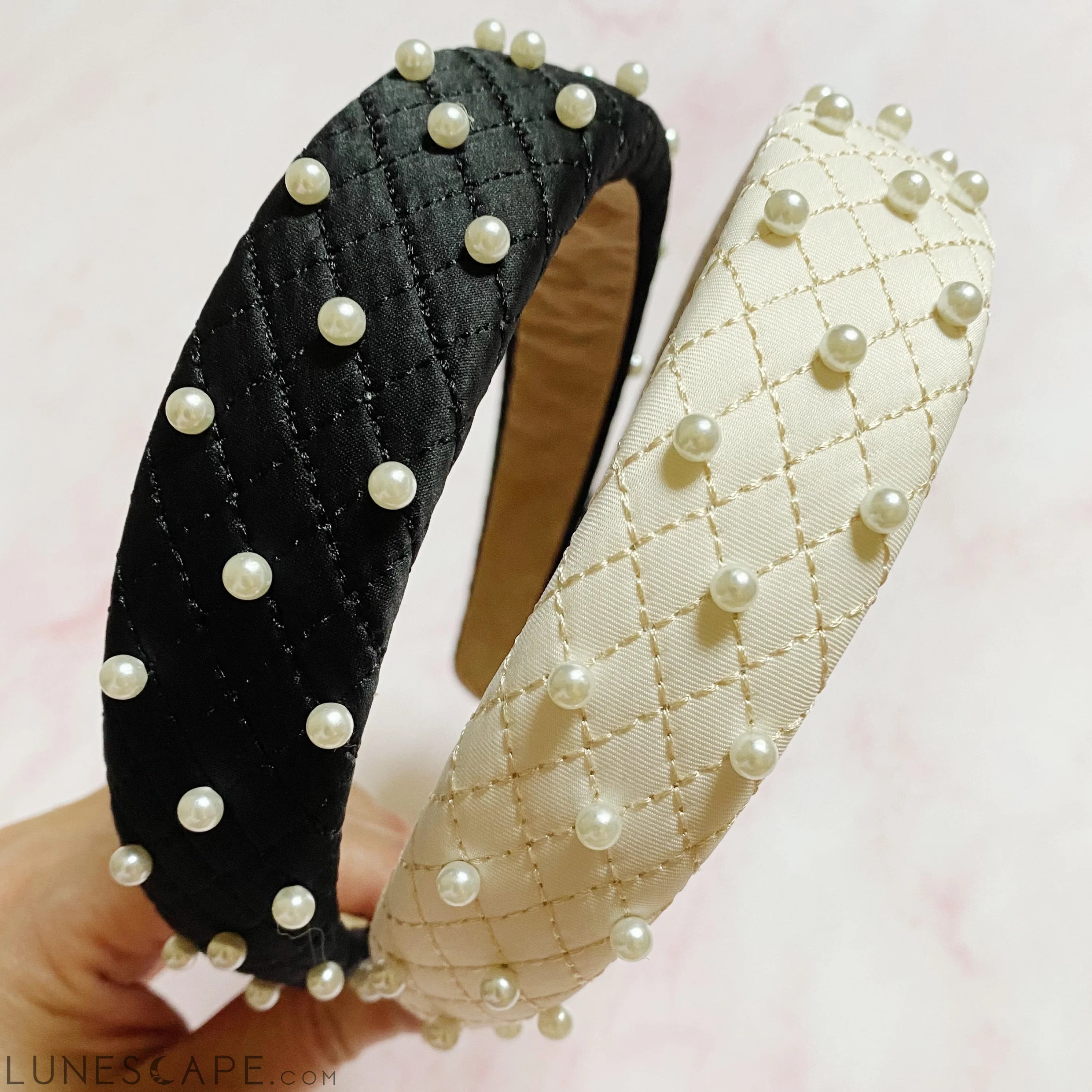 Quilted Elegance Pearl Headband LUNESCAPE