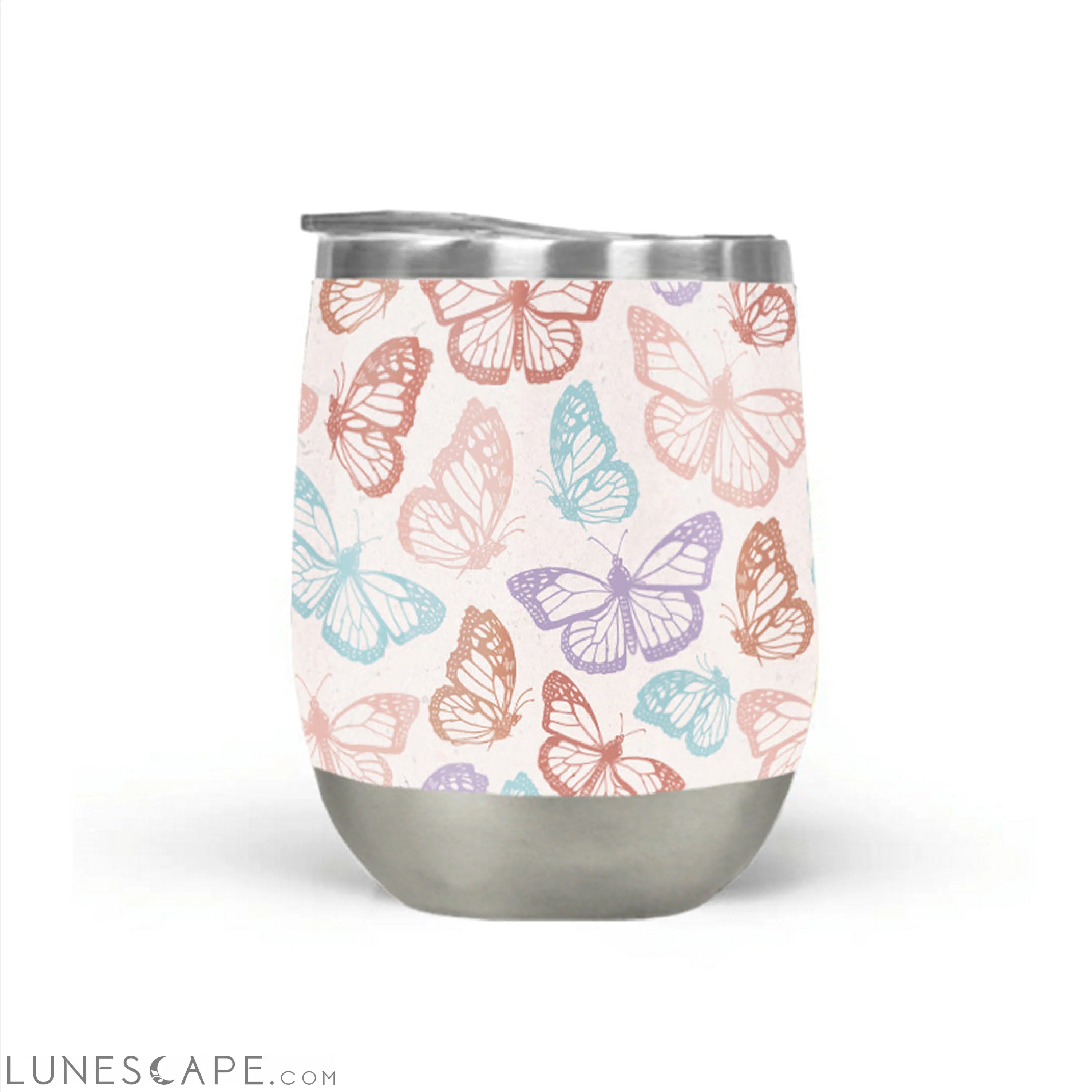 Rainbow Butterfly Wine Tumbler LUNESCAPE