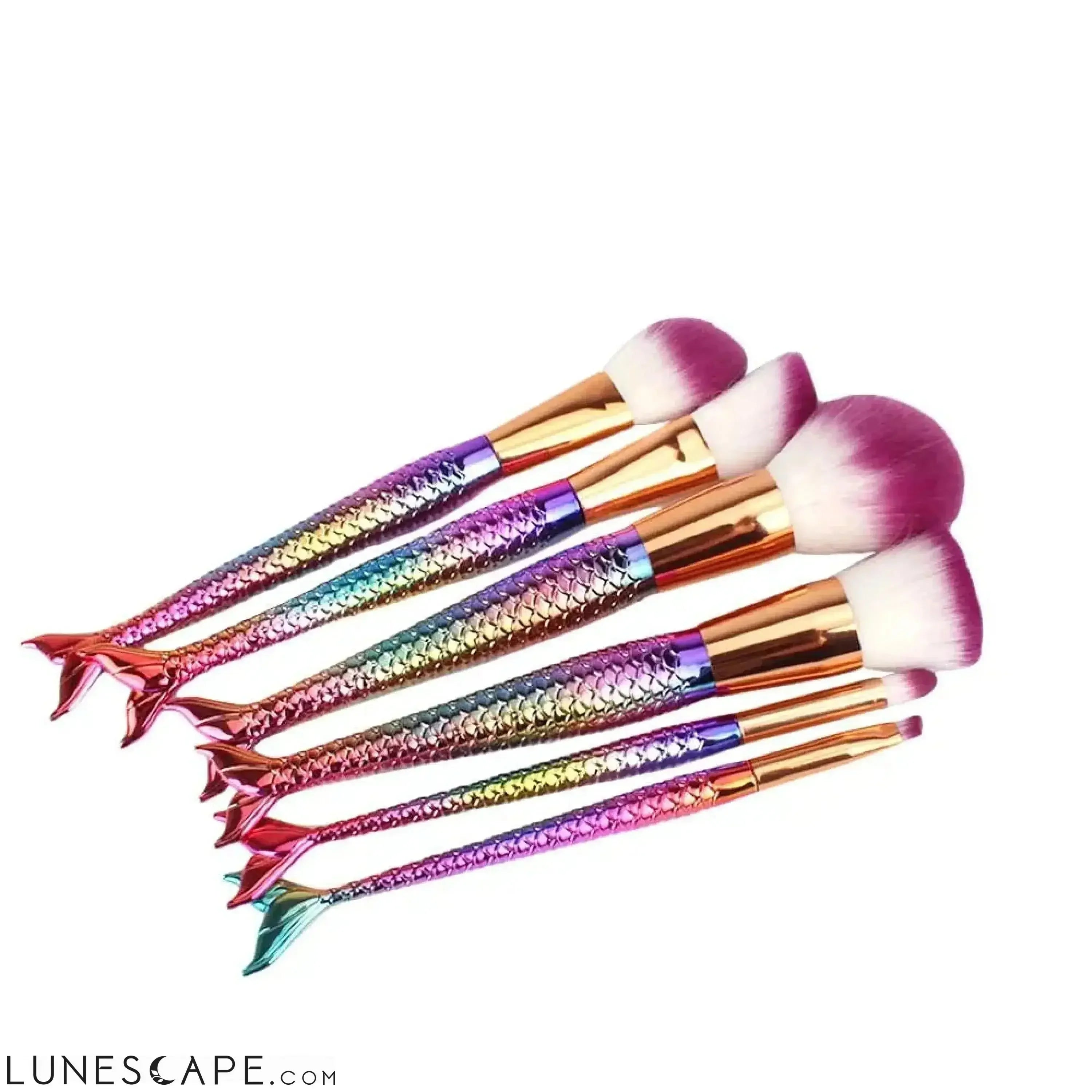 Rainbow Mermaid Tail Makeup Brushes - Set of 6 LUNESCAPE