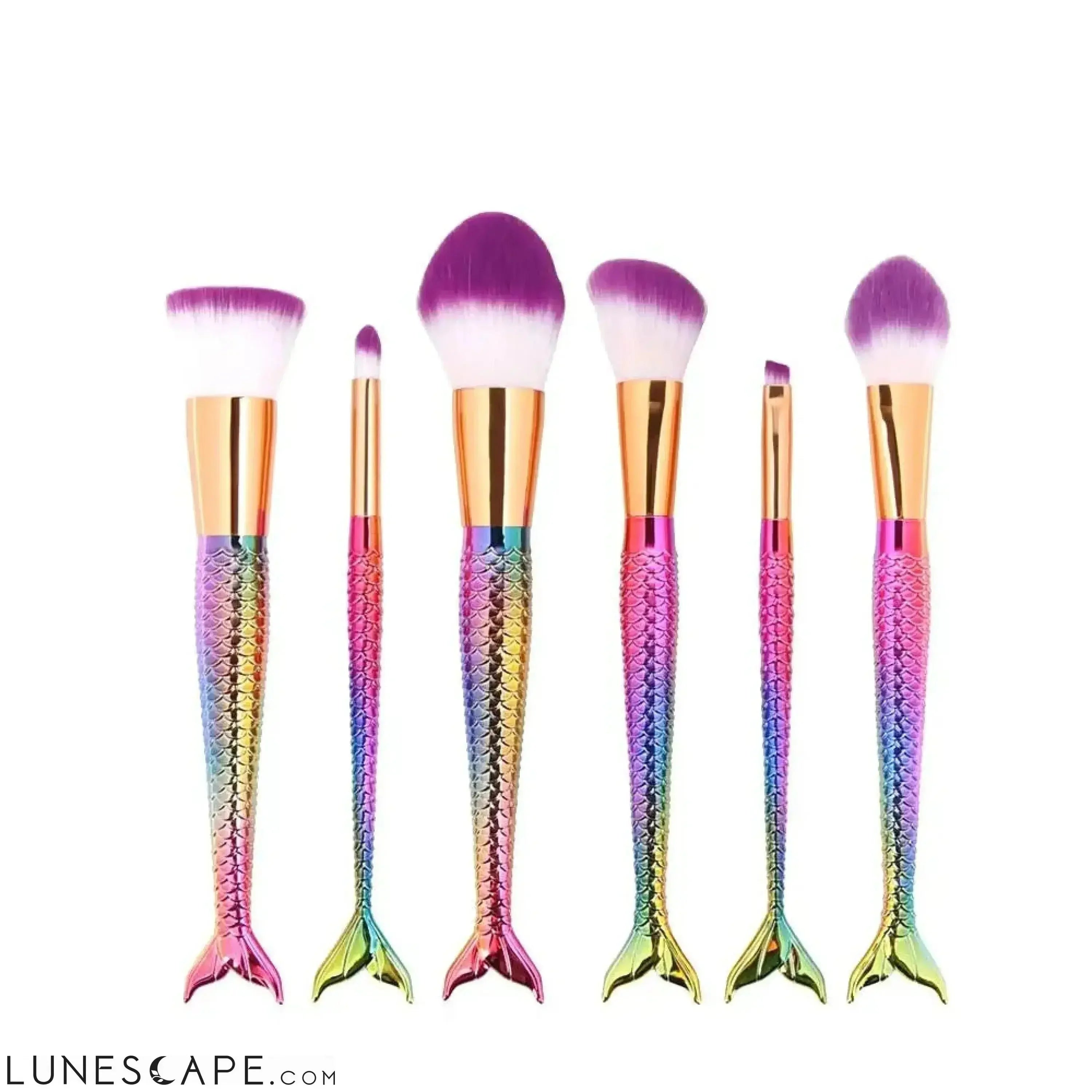 Rainbow Mermaid Tail Makeup Brushes - Set of 6 LUNESCAPE