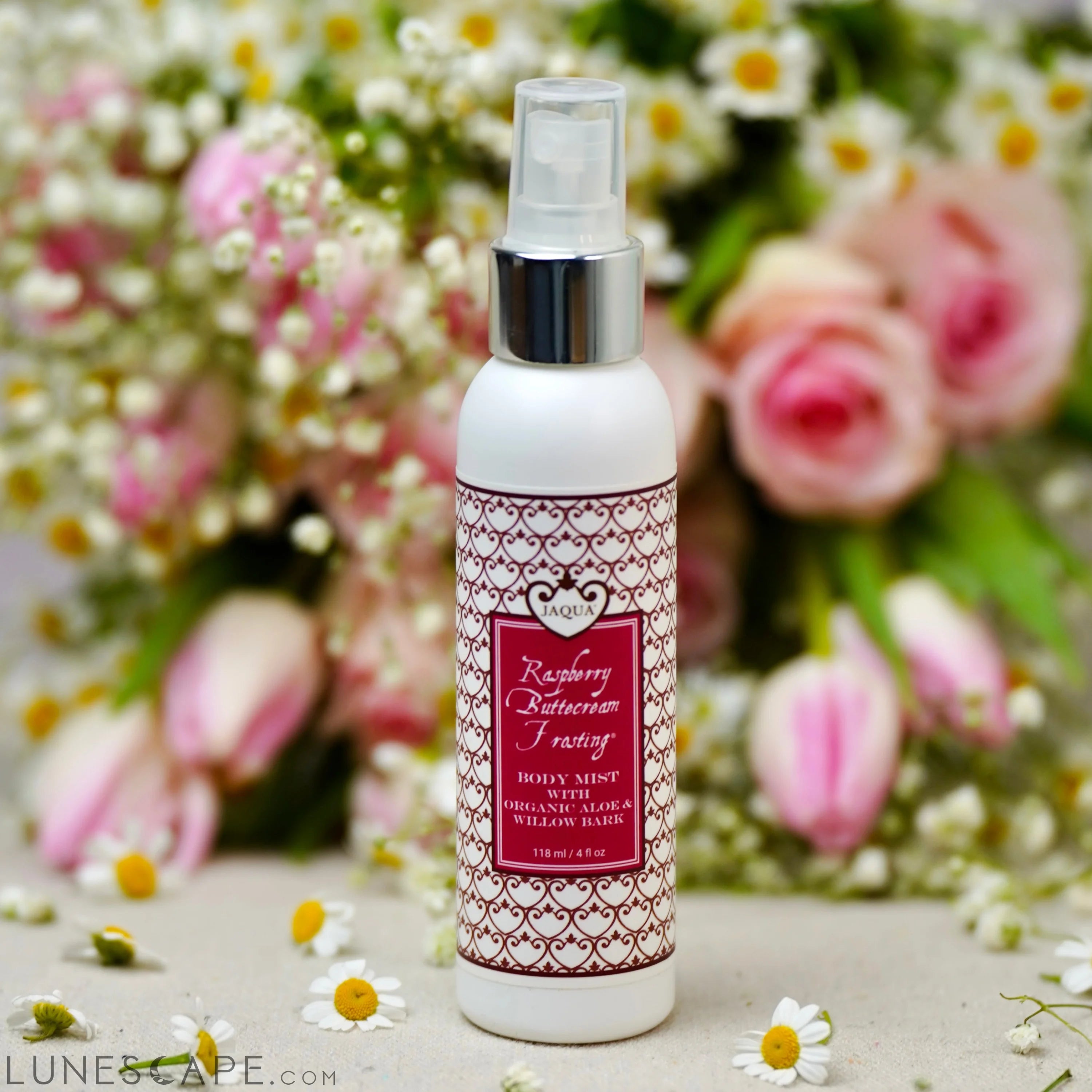 Raspberry Buttercream Frosting Hydrating Body Mist Organic Aloe & Willow Bark LUNESCAPE