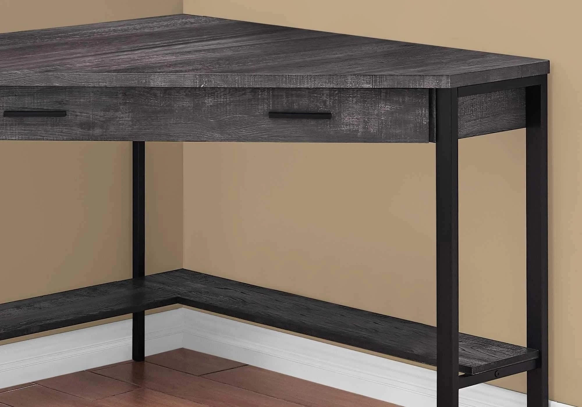 Reclaimed Wood Corner Desk Black - 42" x 42" x 30" LUNESCAPE